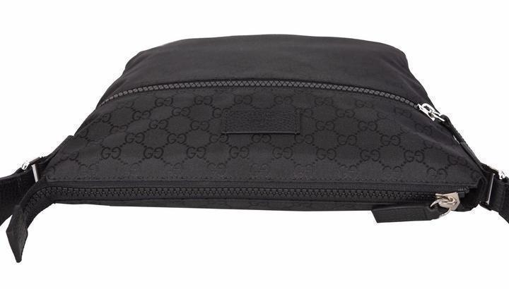 Gucci Unisex GG Guccissima Web Black Canvas Messenger Bag Crossbody 449185