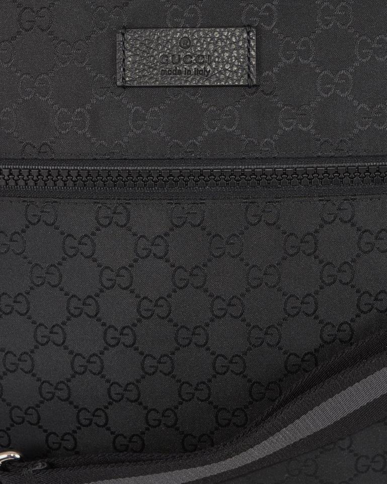 Gucci Unisex GG Guccissima Web Black Canvas Messenger Bag Crossbody 449185