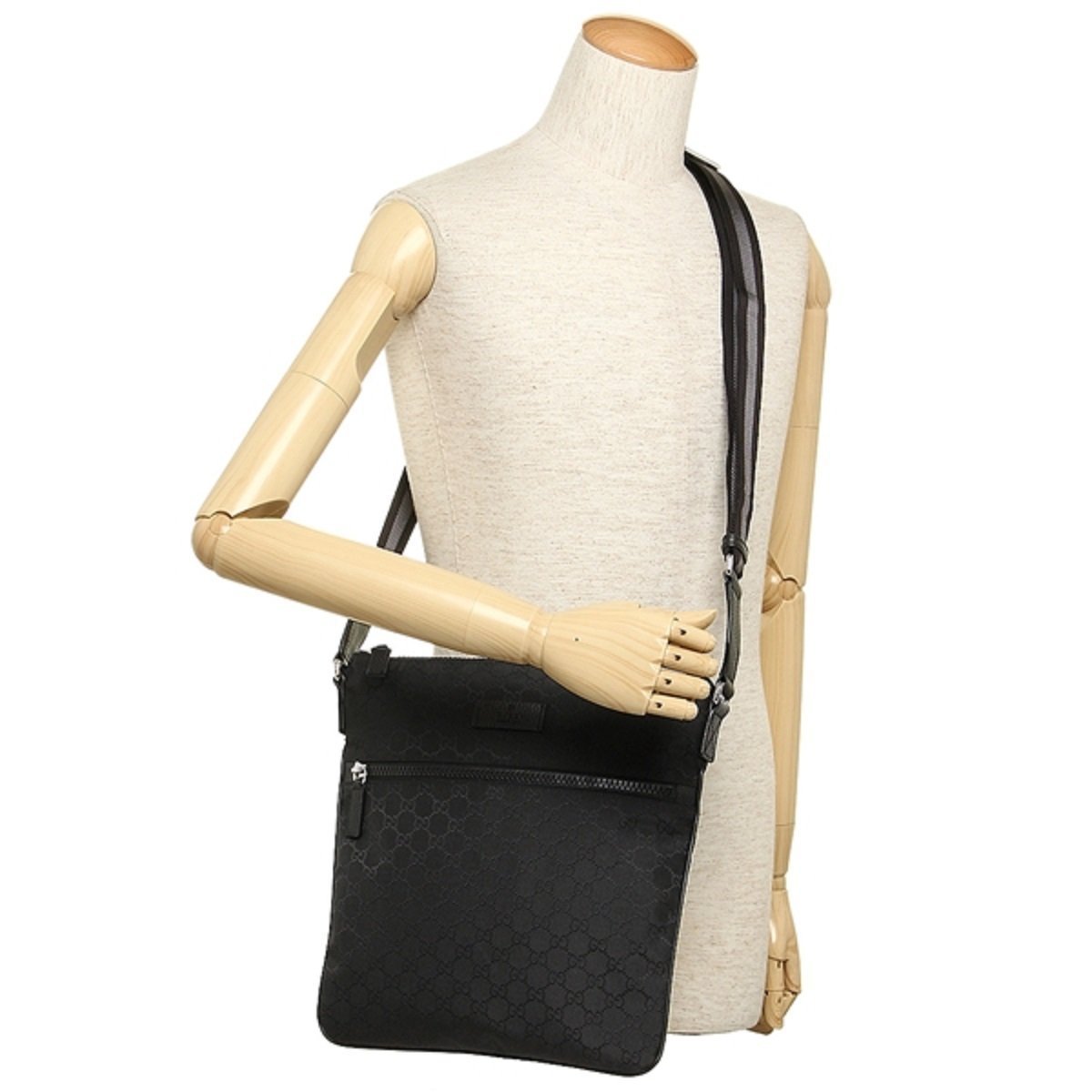 Gucci Unisex GG Guccissima Web Black Canvas Messenger Bag Crossbody 449185