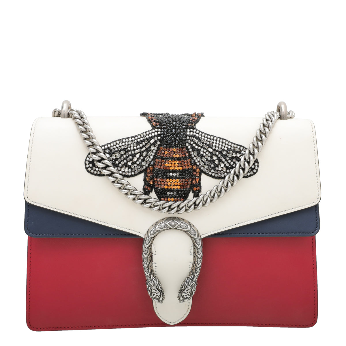 Gucci Tricolor Dionysus Bee Crystal Applique Bag