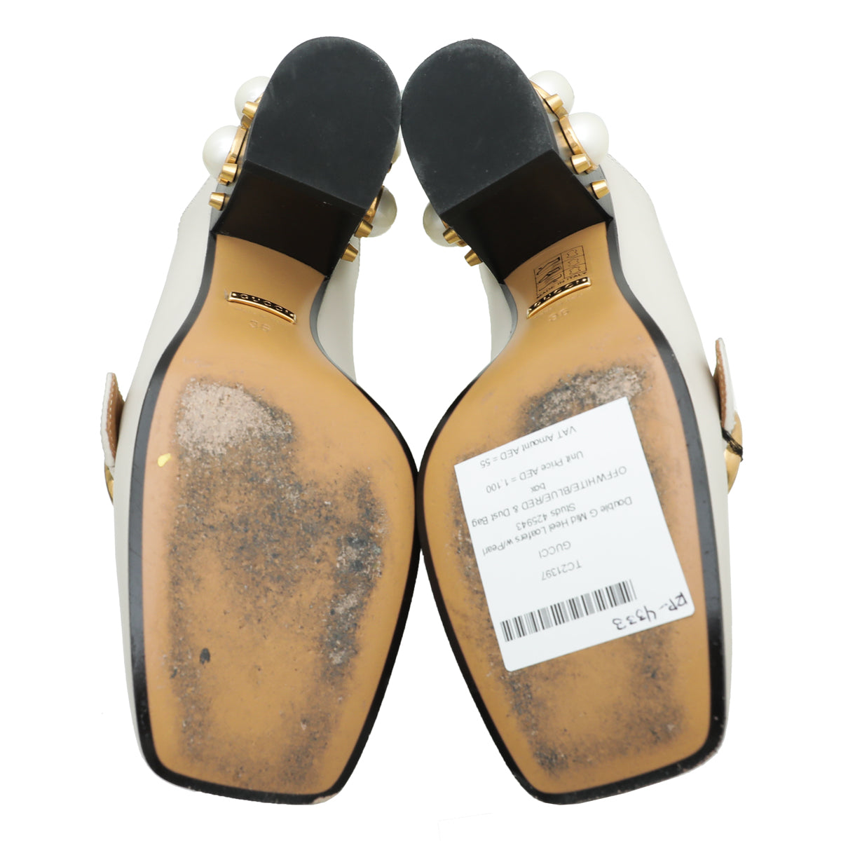 Gucci Tricoloe Double G Mid Heel Loafers 36