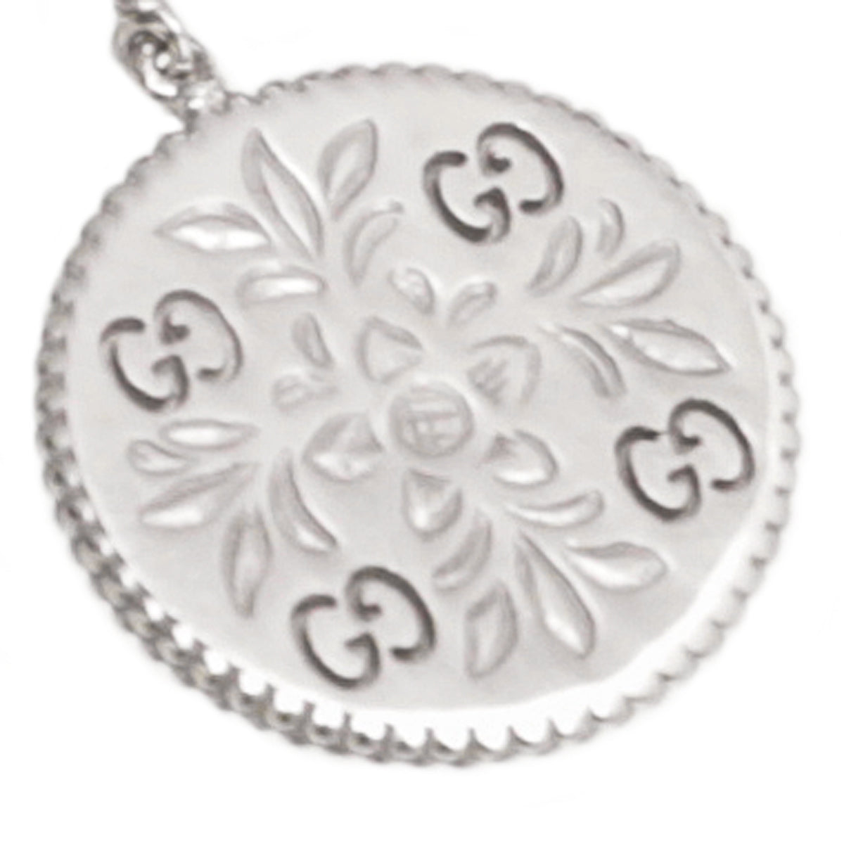 Gucci 18K White Gold GG Floral Hoop Drop Earrings