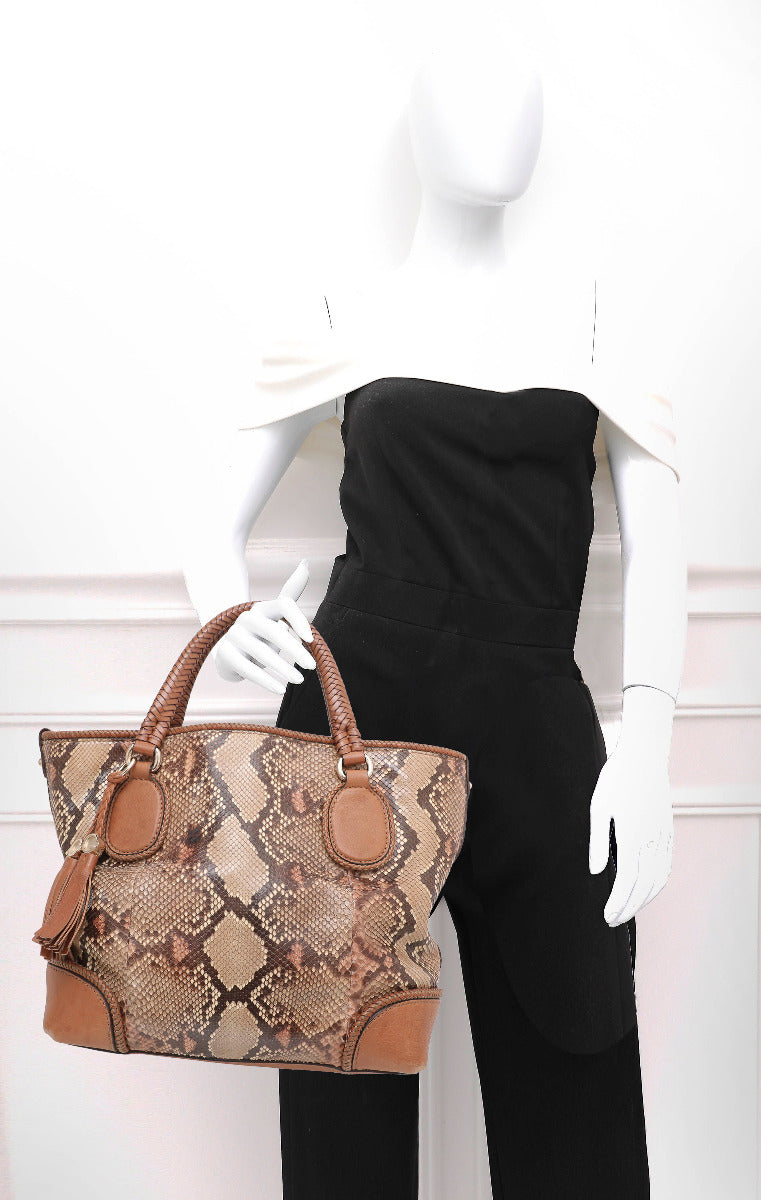 Gucci Brown Python Marrakech Tote Bag