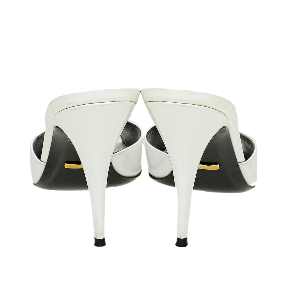 Gucci White Scarlet High Heel Slides 37.5