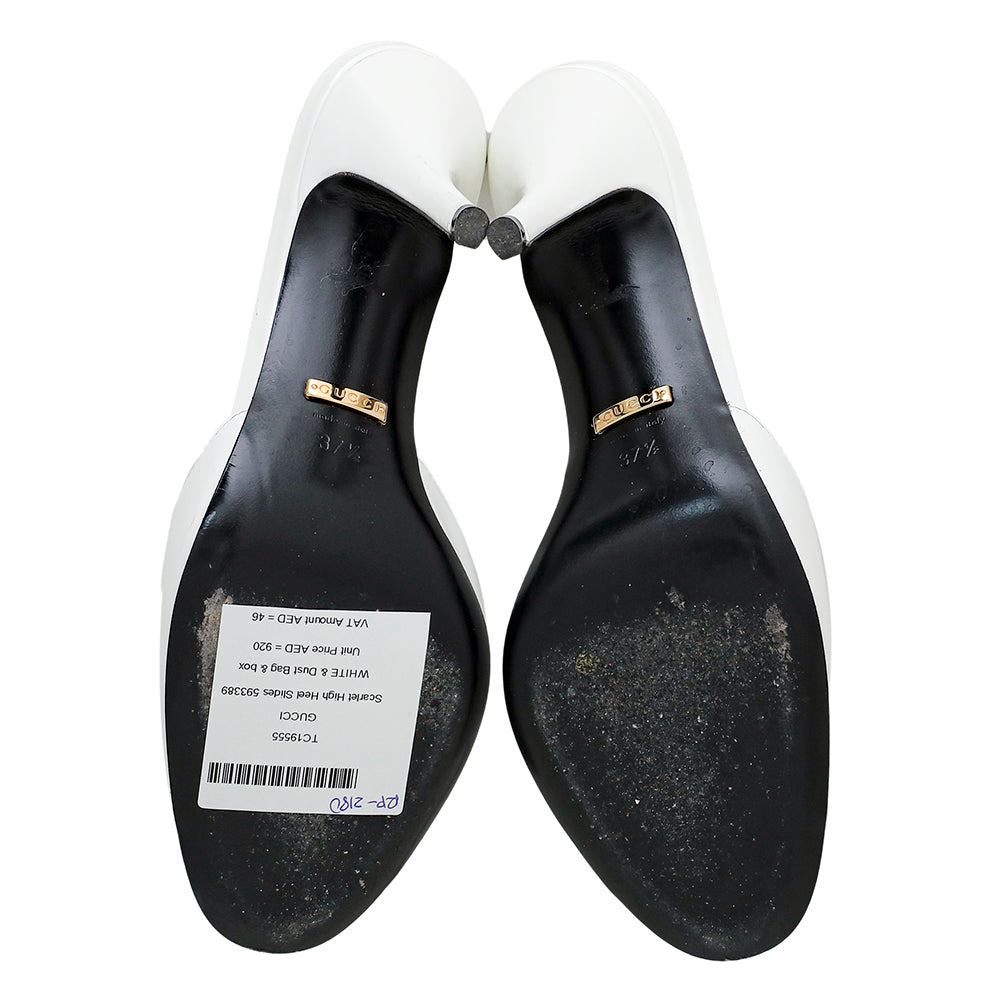 Gucci White Scarlet High Heel Slides 37.5