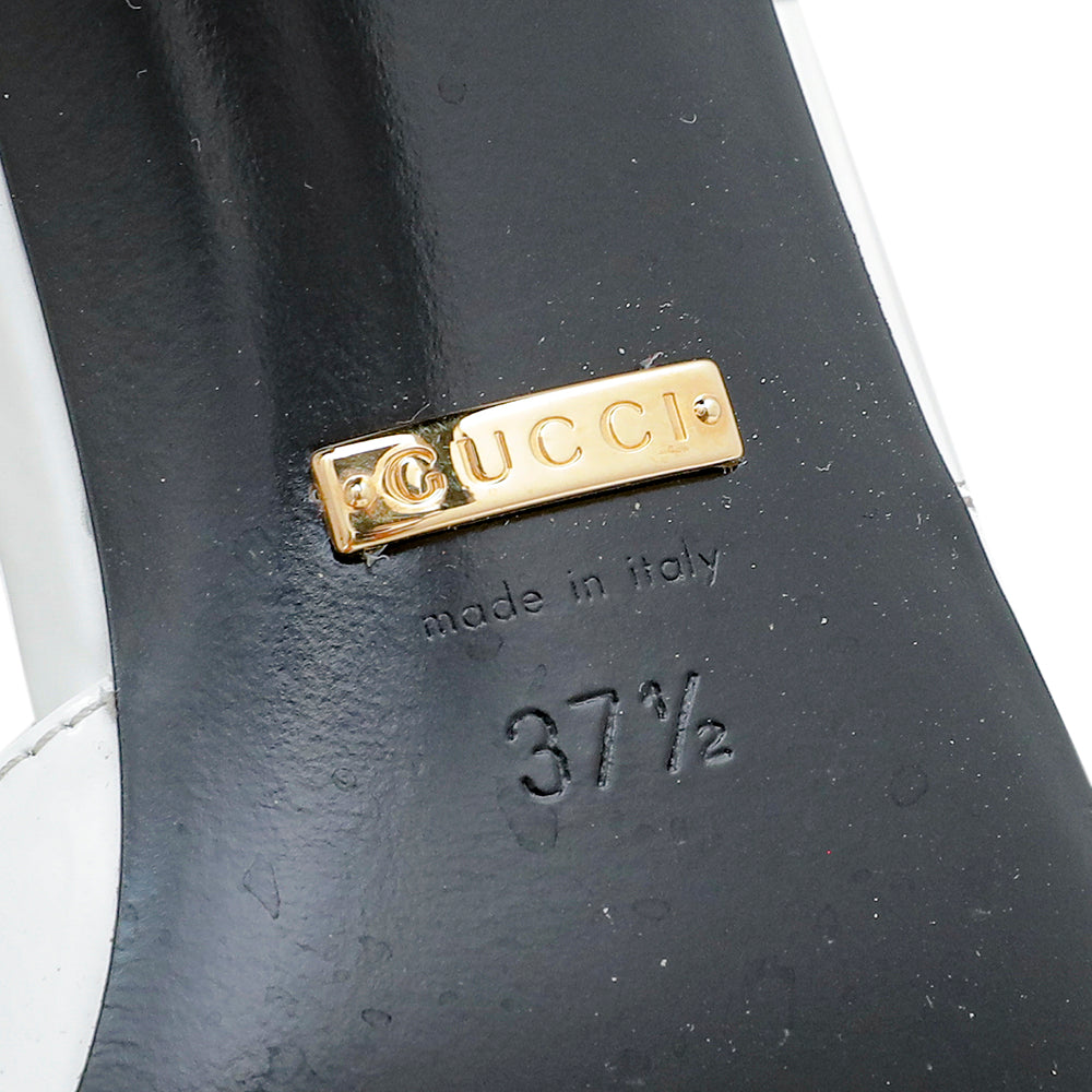 Gucci White Scarlet High Heel Slides 37.5