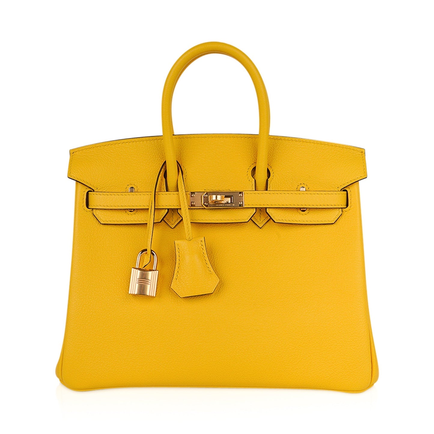 Hermes Birkin 25 Bag Jaune de Naples Novillo Leather Gold Hardware