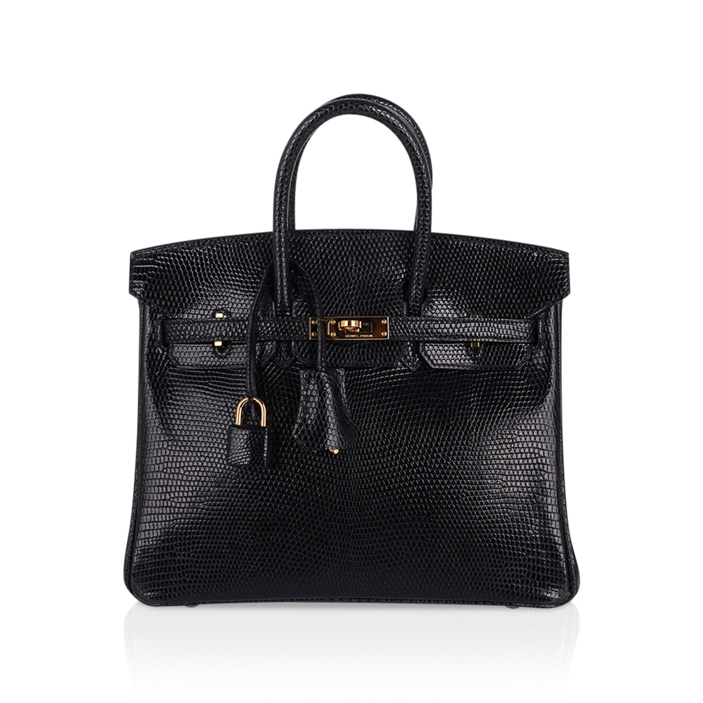 Hermes Birkin 25 Bag Black Lizard Gold Hardware Very Rare