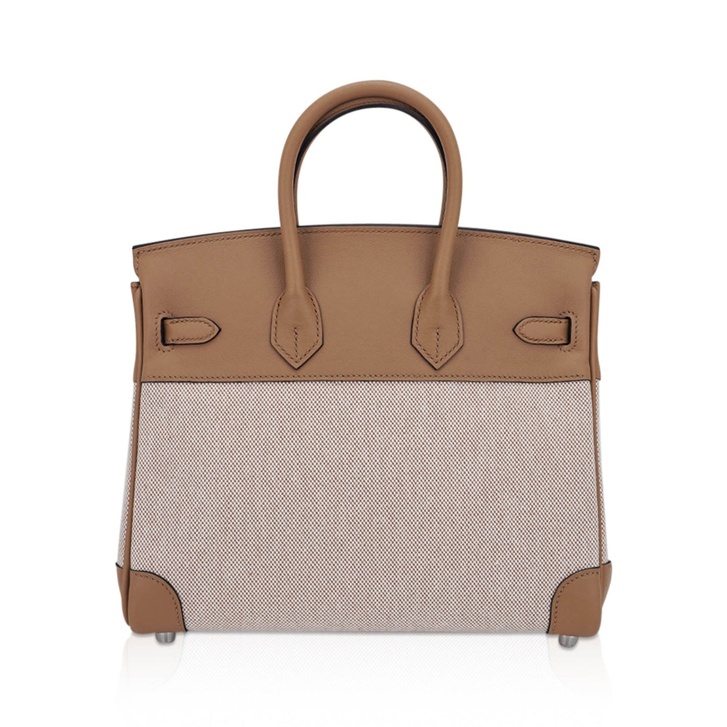 Hermes Limited Edition Birkin 25 Bag Ecru Toile H Chai Swift Leather with Palladium Hardware