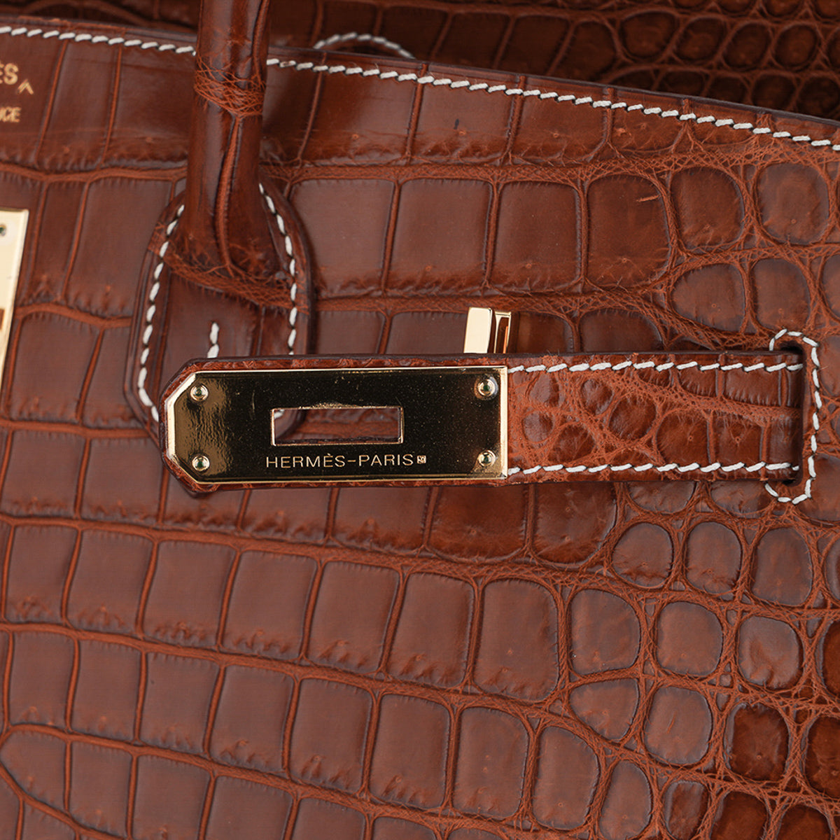 Hermes Birkin 35 Bag Matte Fauve Porosus Crocodile with Gold Hardware