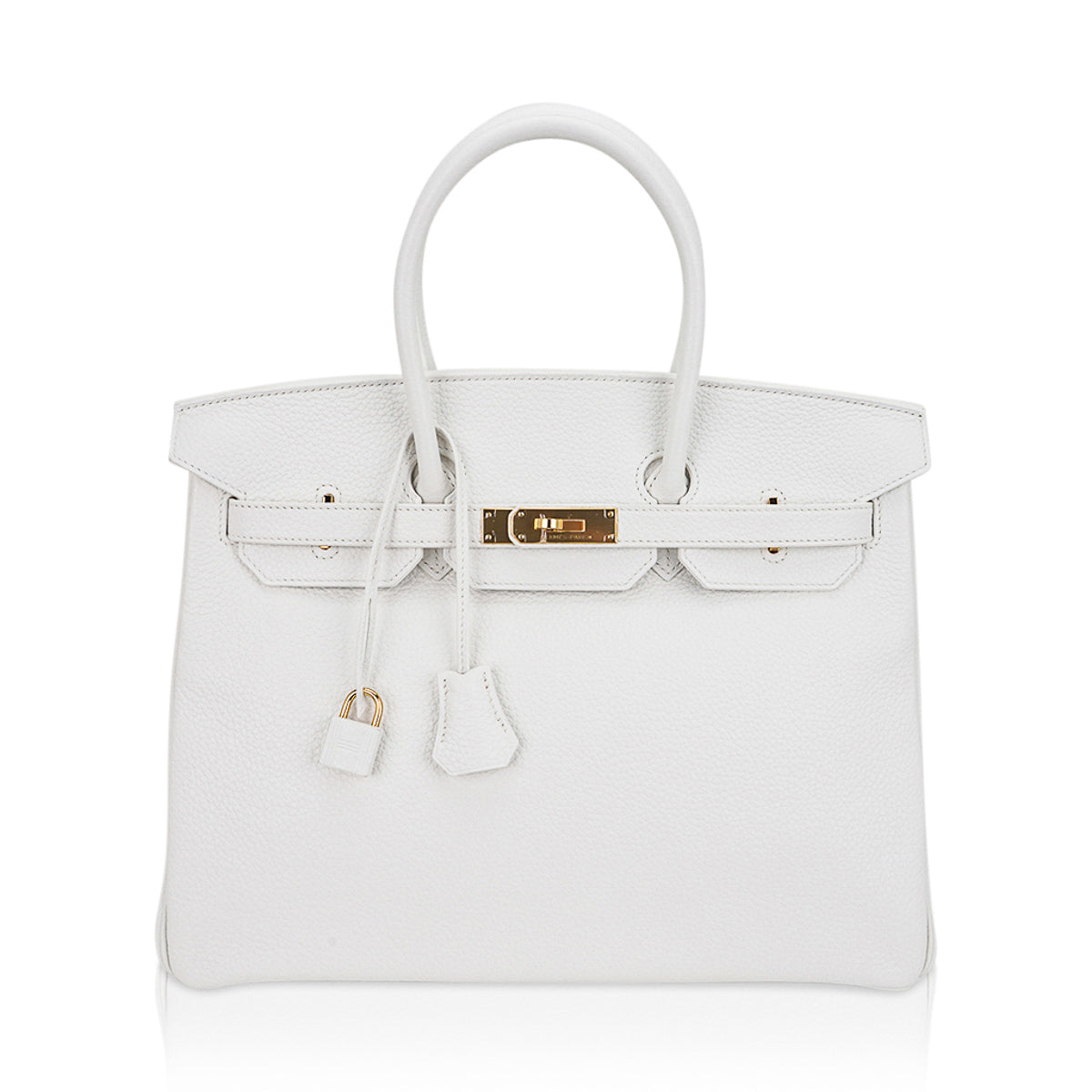 Hermes Birkin 35 Bag White Clemence Leather with Gold Hardware