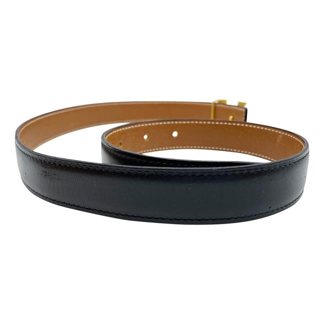 Hermes Hermes Black Constance Box Togo Reversible 24mm Gold H Strap 75 Belt