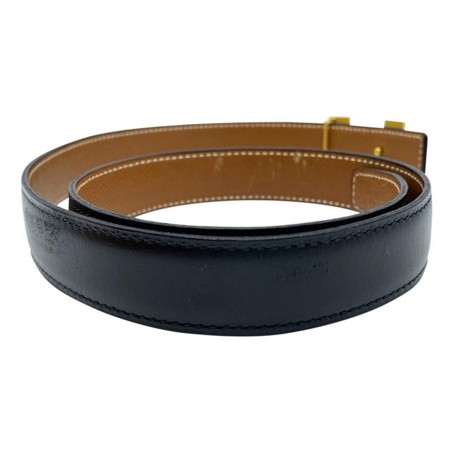 Hermes Hermes Black Constance Box Togo Reversible 24mm Gold H Strap 75 Belt
