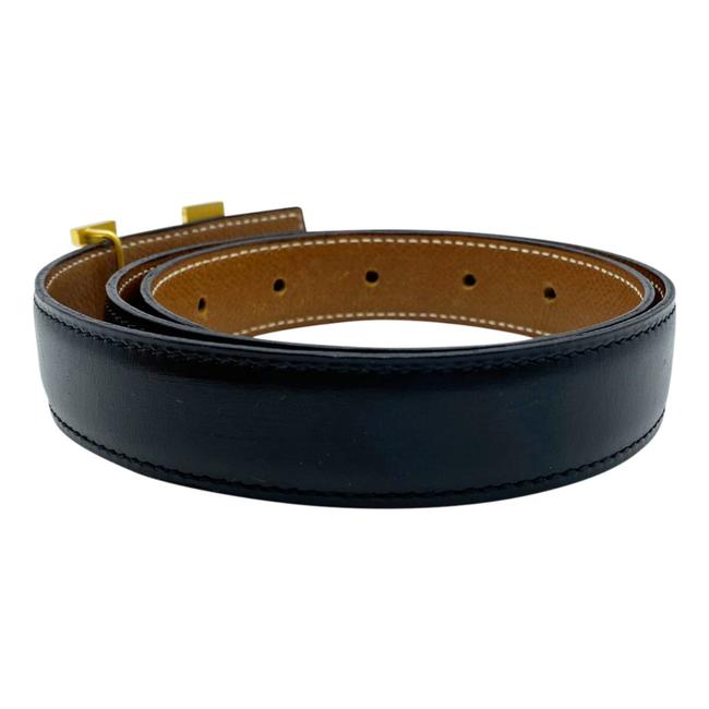 Hermes Hermes Black Constance Box Togo Reversible 24mm Gold H Strap 75 Belt