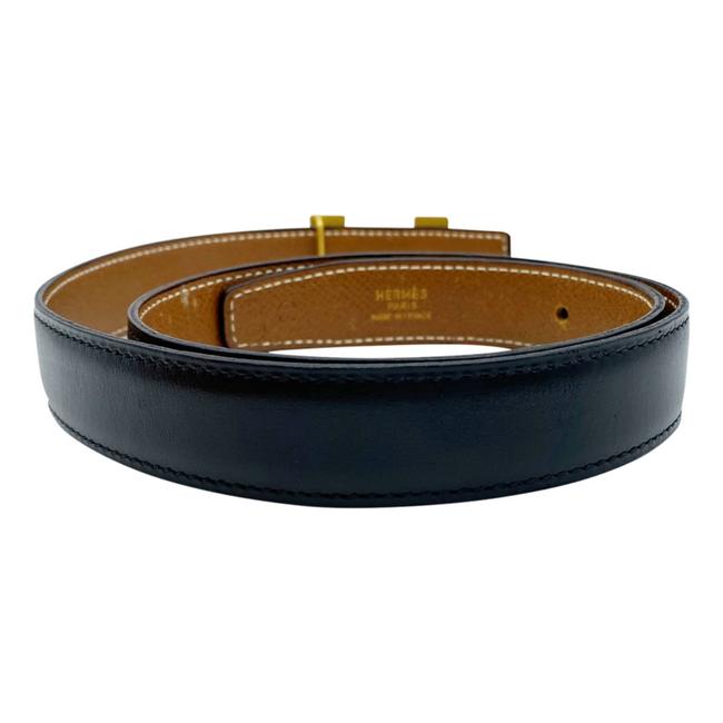 Hermes Hermes Black Constance Box Togo Reversible 24mm Gold H Strap 75 Belt