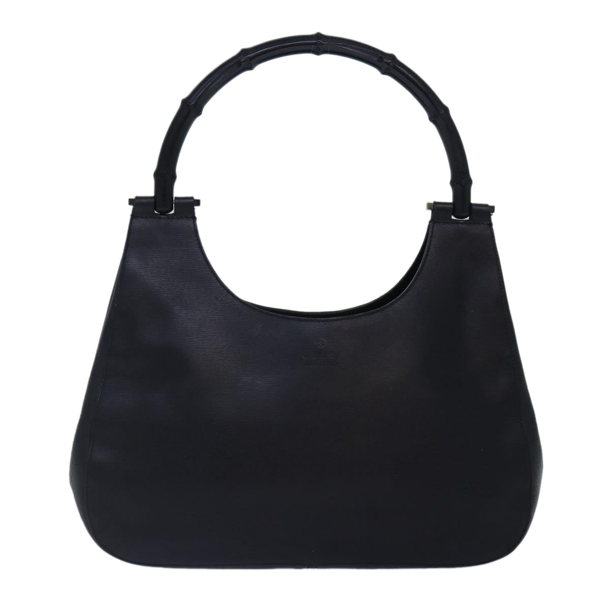 GUCCI Bamboo Shoulder Bag Leather Black Silver 001 3739 3444 Auth hk1629