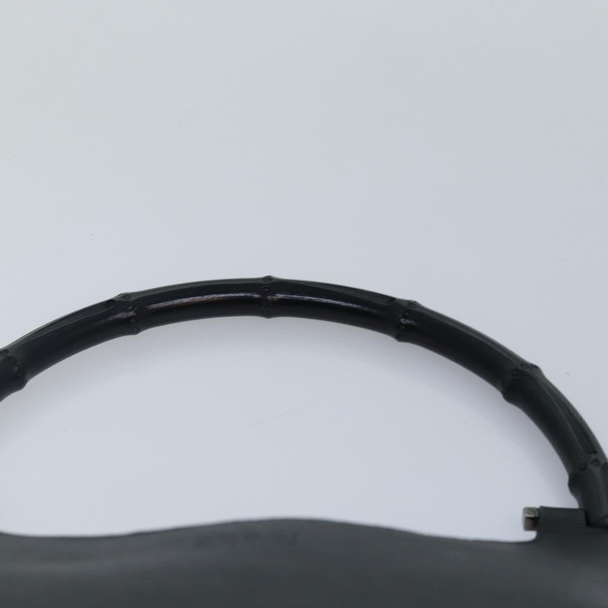 GUCCI Bamboo Shoulder Bag Leather Black Silver 001 3739 3444 Auth hk1629