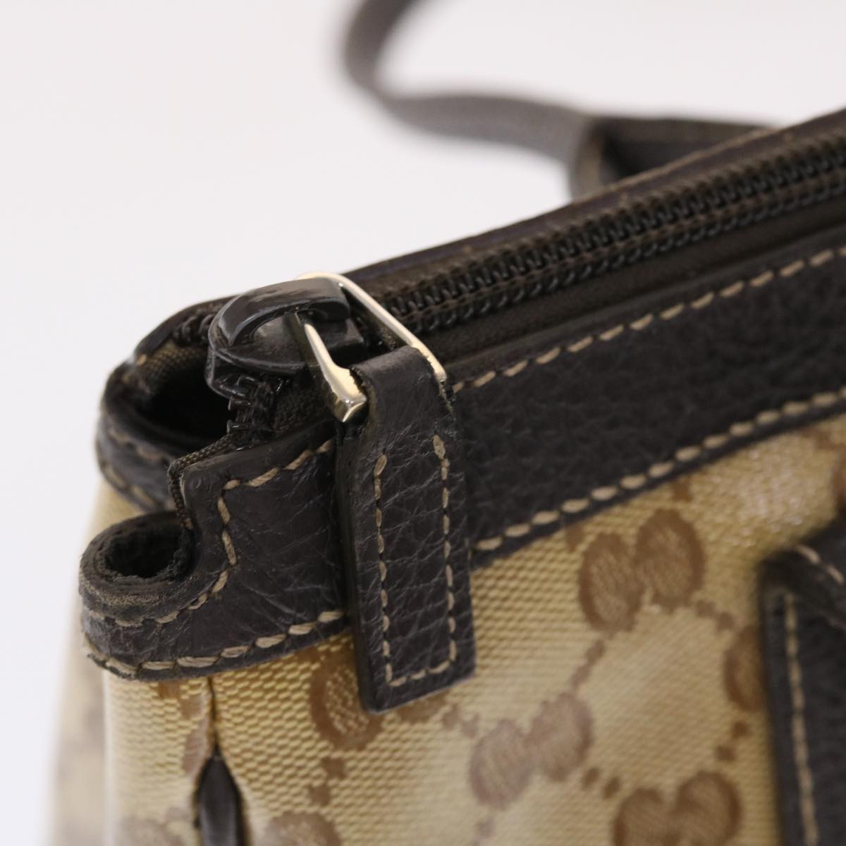 GUCCI GG Crystal Canvas Web Sherry Line Shoulder Bag Beige 293599 hk775