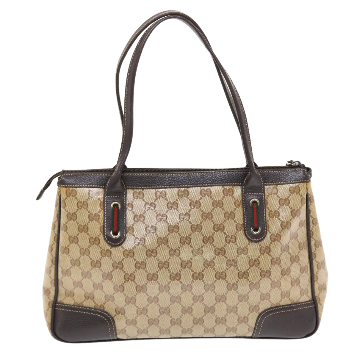 GUCCI GG Crystal Canvas Web Sherry Line Shoulder Bag Beige 293599 hk775