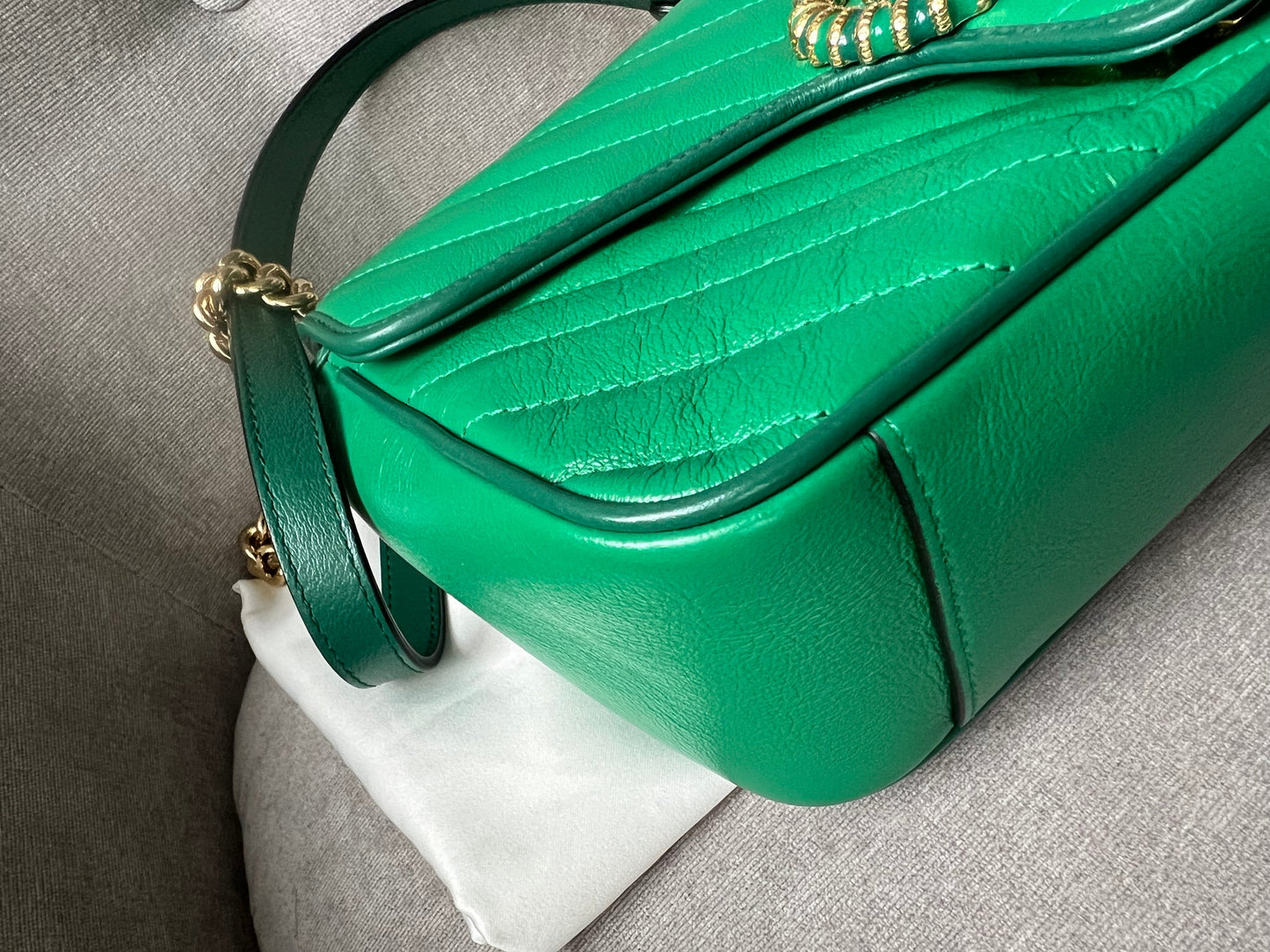 Gucci GG Green Torchon Marmont Small Shoulder Bag