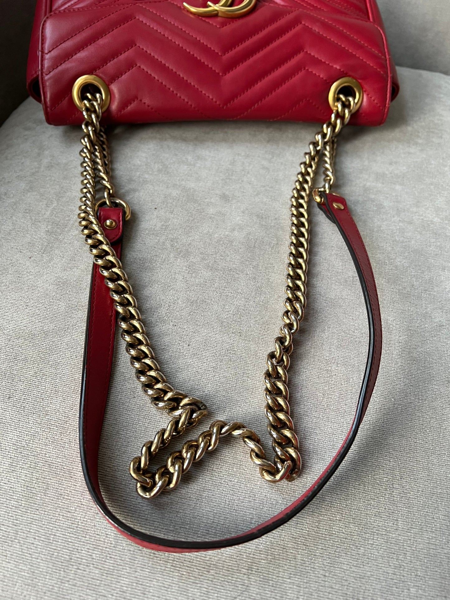Gucci GG Hibiscus Red Marmont Small Shoulder Bag