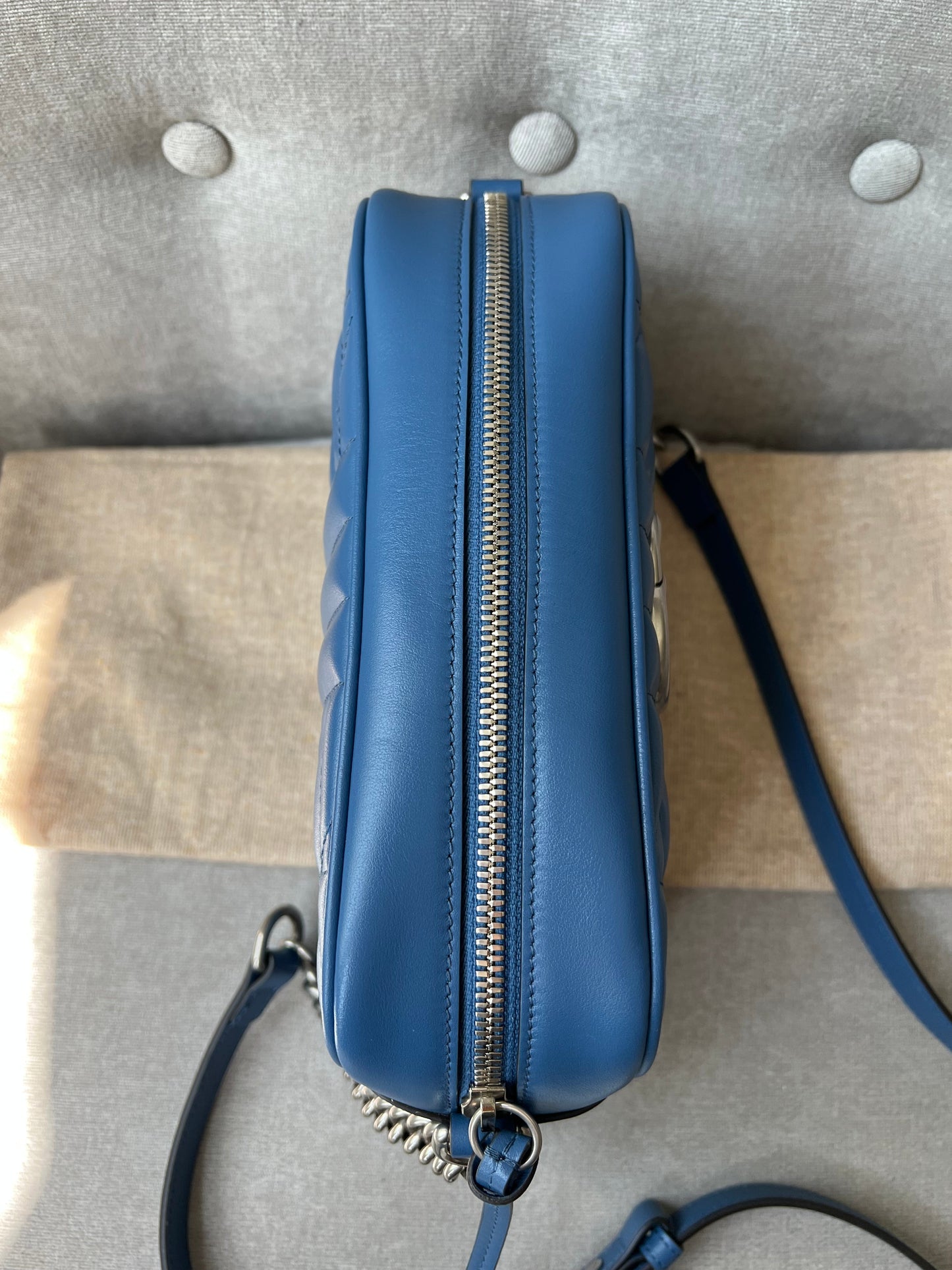 Gucci Aria GG Blue Marmont Small Shoulder Bag (RRP £1250)