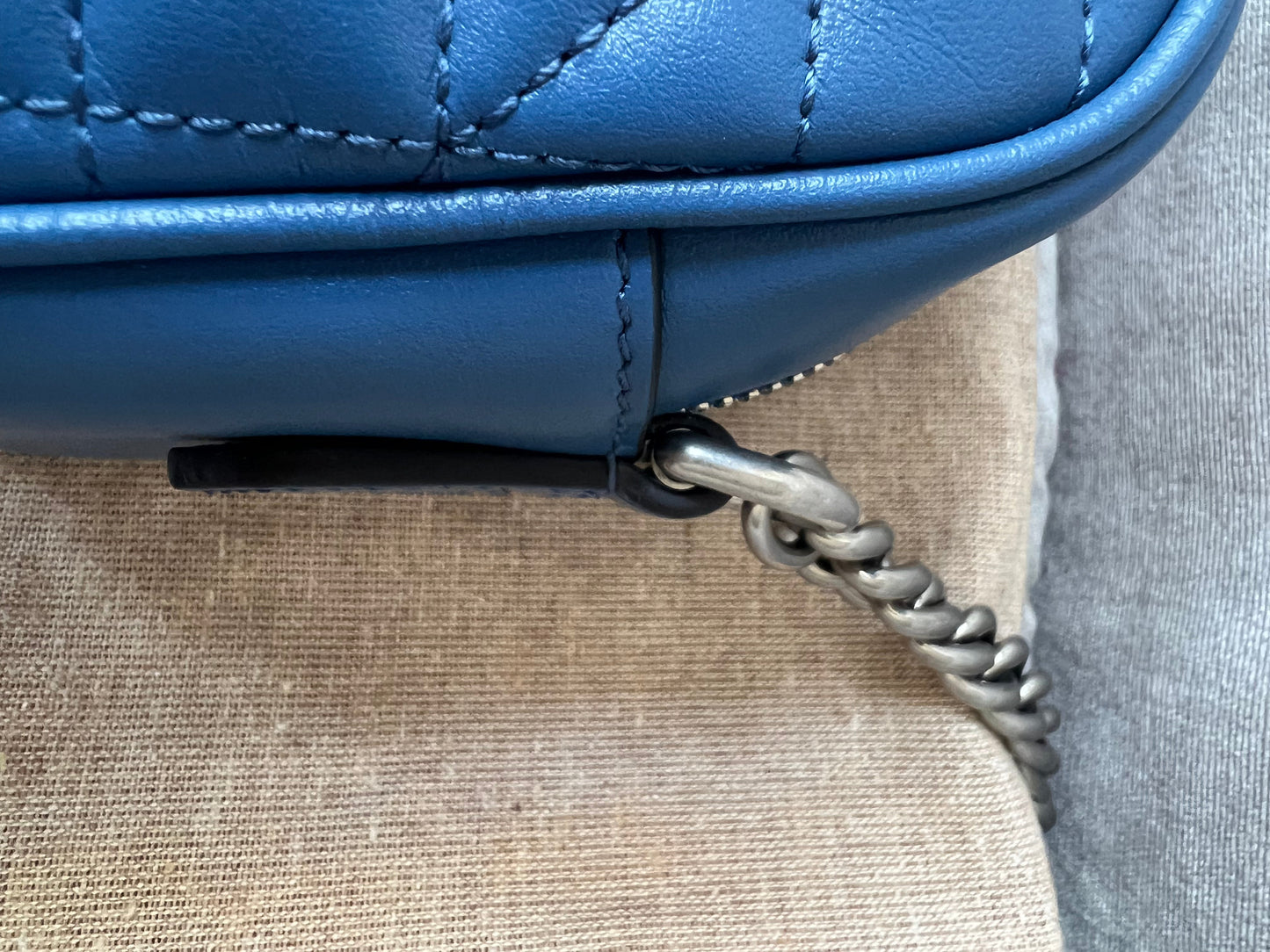 Gucci Aria GG Blue Marmont Small Shoulder Bag (RRP £1250)