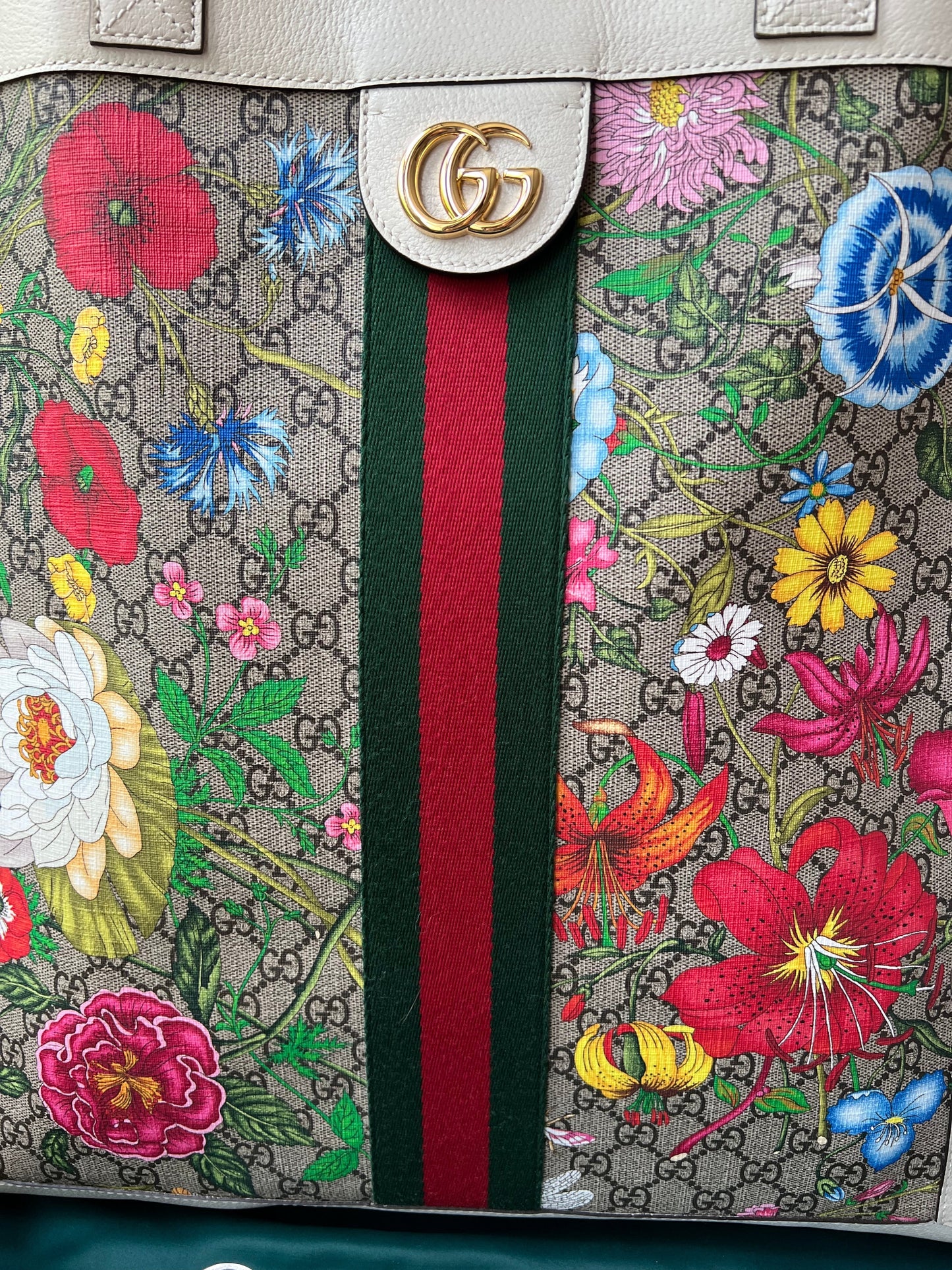 Gucci White Monogram Canvas Flora Large Ophidia Shopping Tote (RRP £1,250)