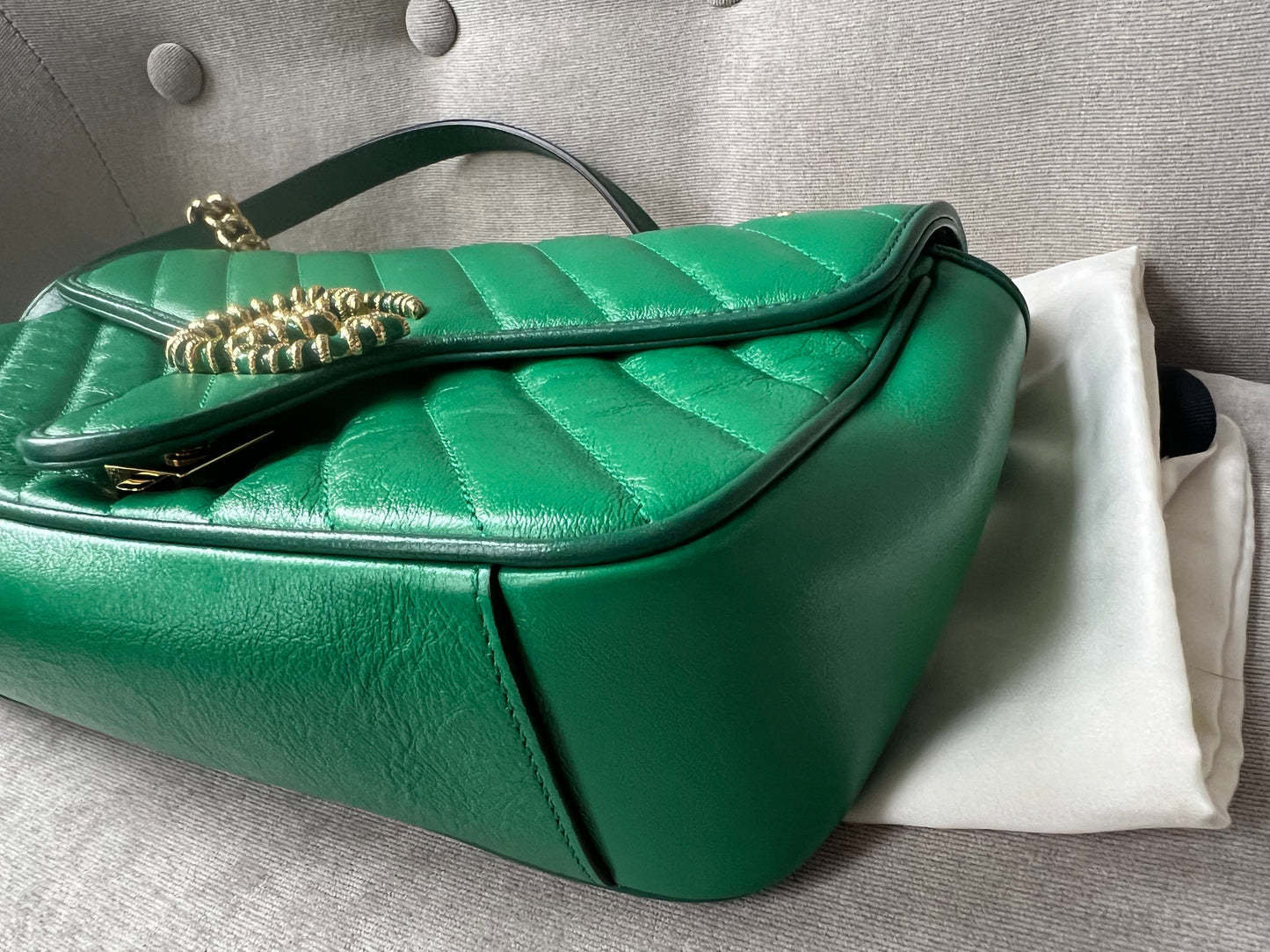 Gucci GG Green Torchon Marmont Small Shoulder Bag