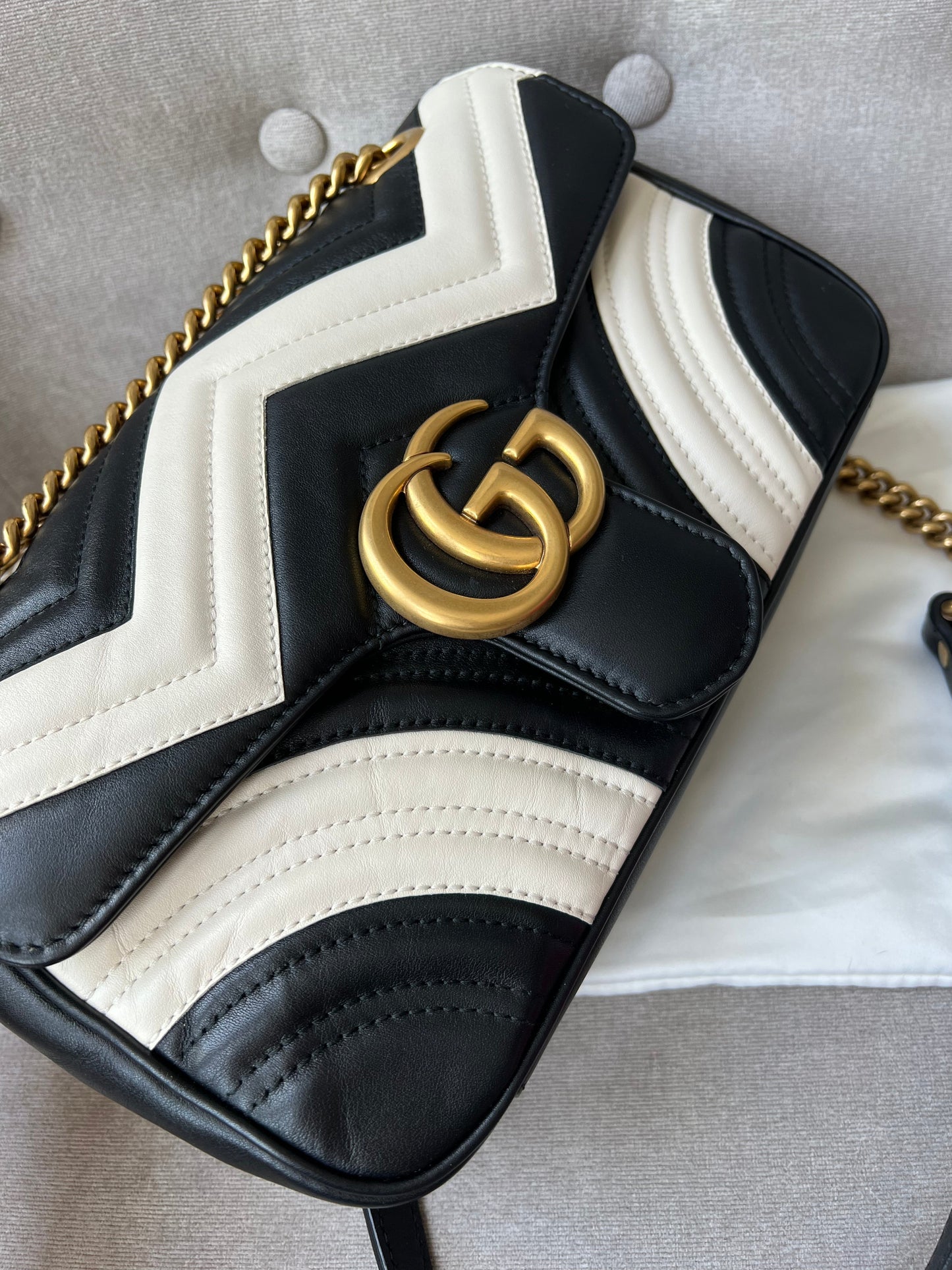 Gucci GG Black and White Marmont Small Shoulder Bag (RRP £1800)