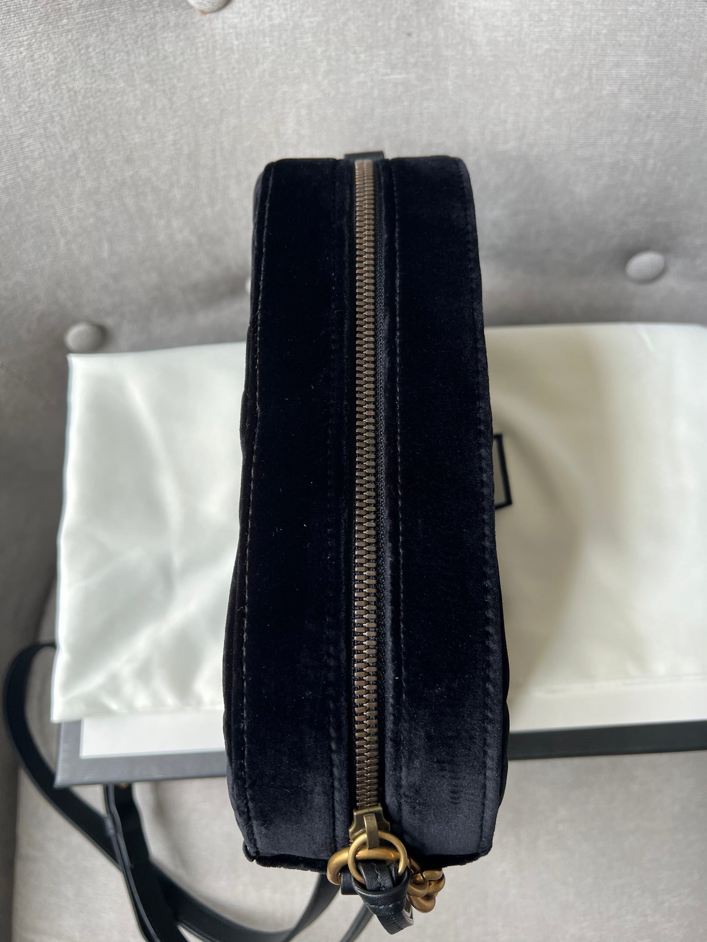 Gucci GG Black Velvet Marmont Small Shoulder Bag