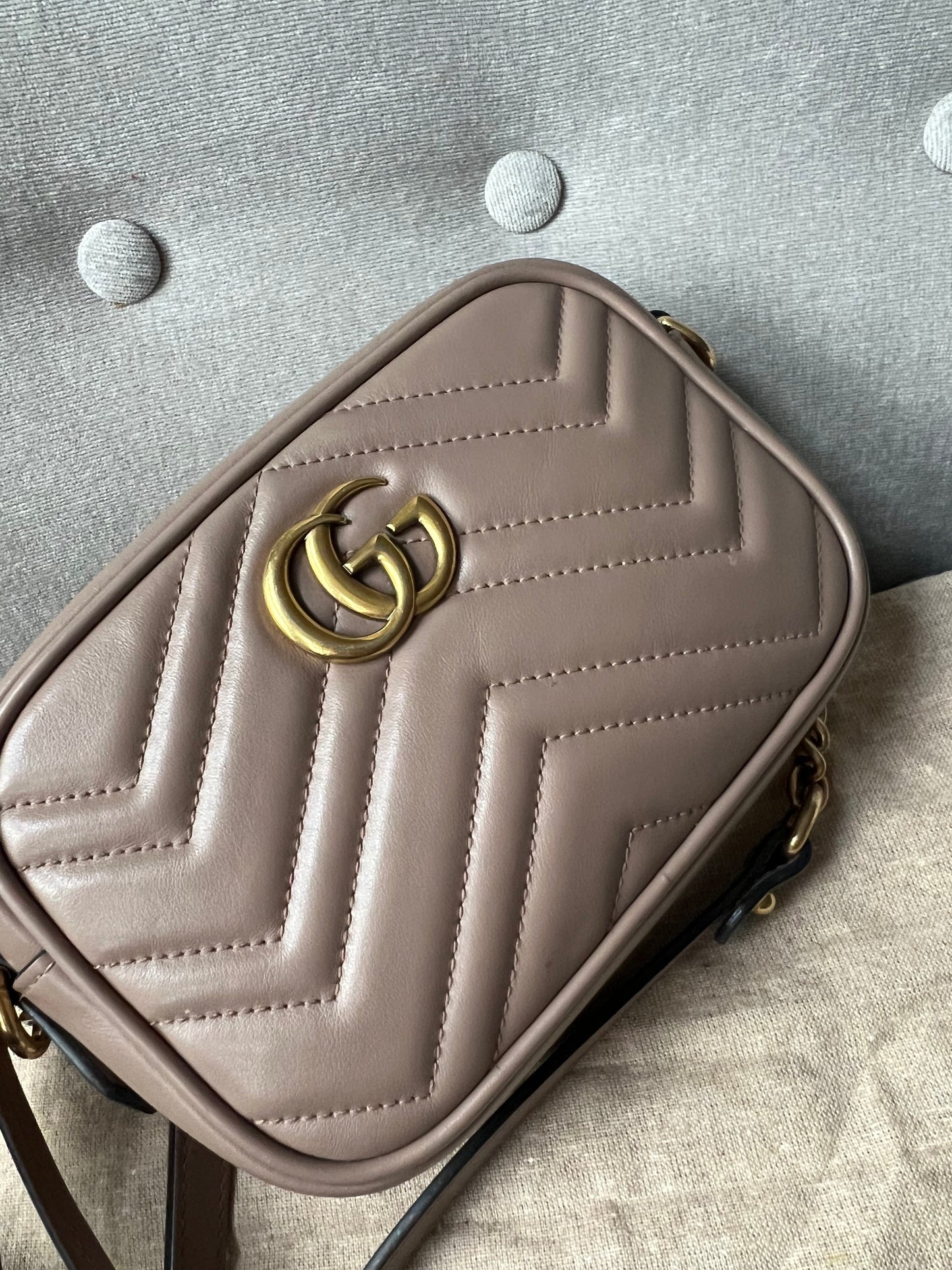 Gucci GG Dusty Pink Marmont Mini Shoulder Bag (RRP £1,160)