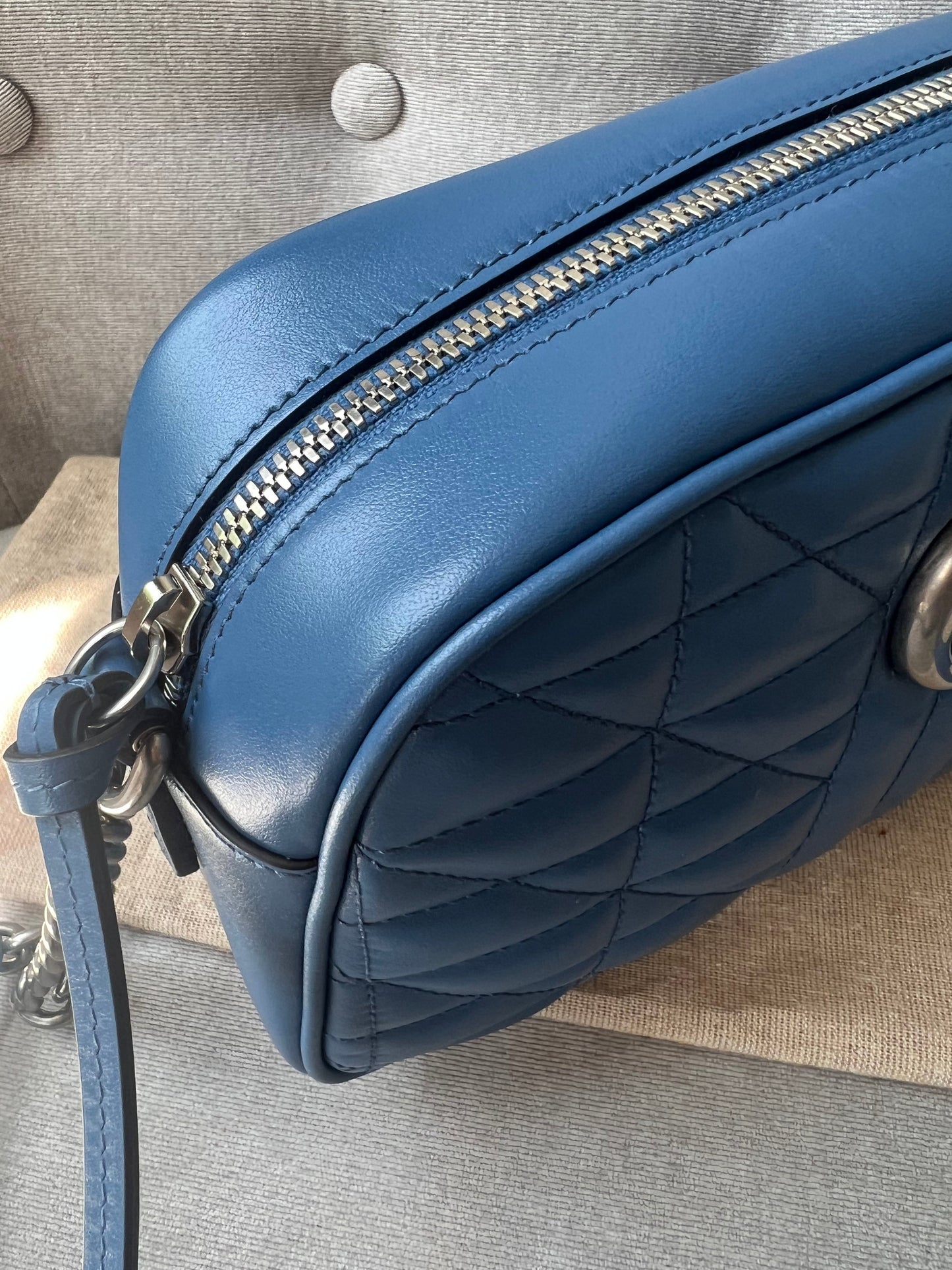 Gucci Aria GG Blue Marmont Small Shoulder Bag (RRP £1250)