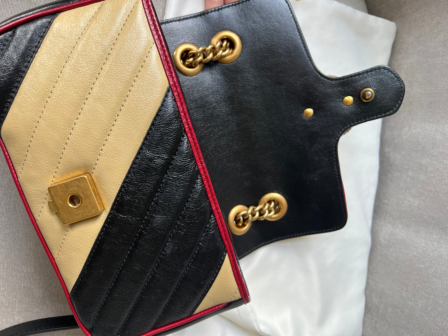 Gucci GG Tricolour Marmont Mini Shoulder Bag
