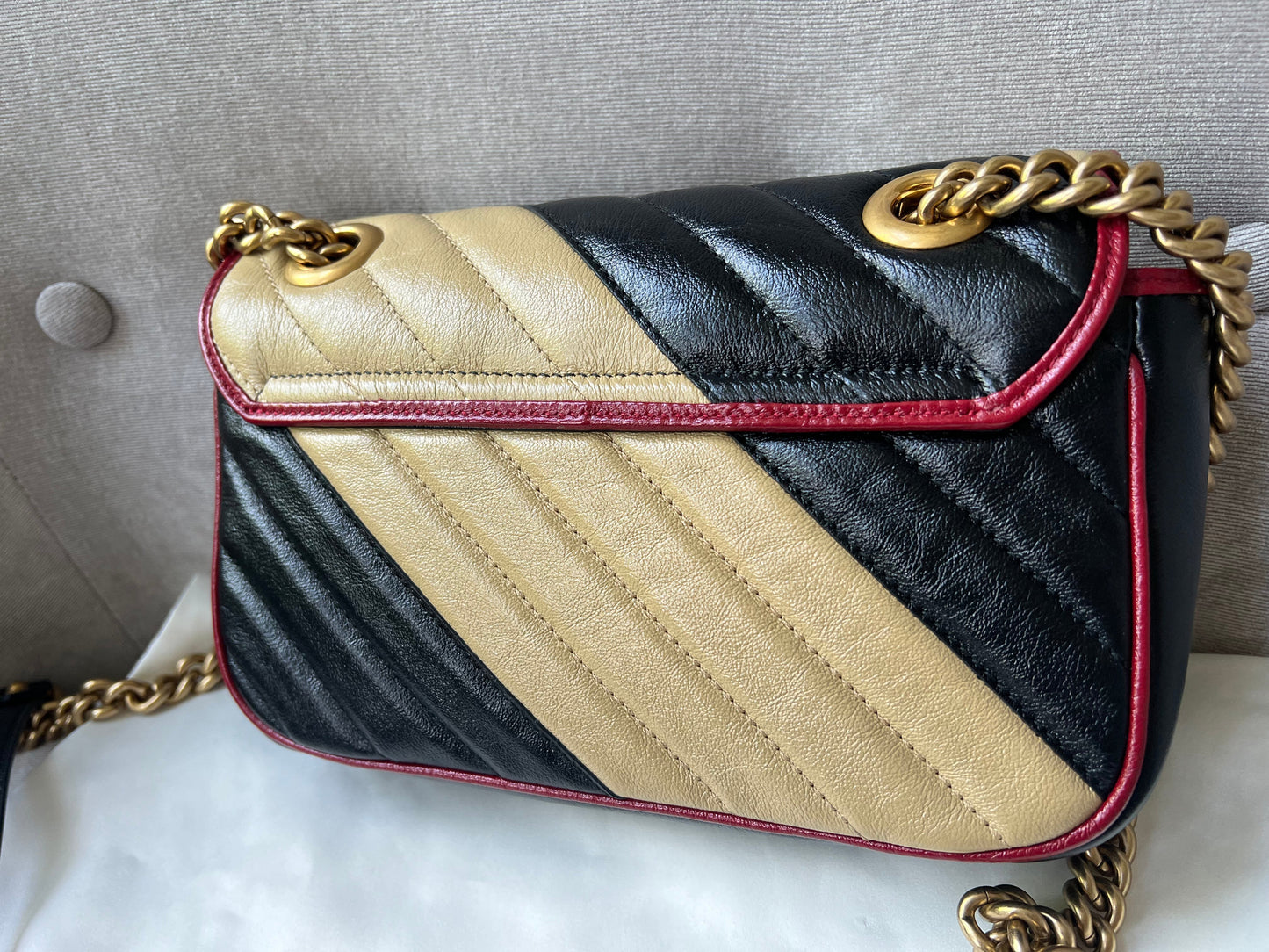 Gucci GG Tricolour Marmont Mini Shoulder Bag