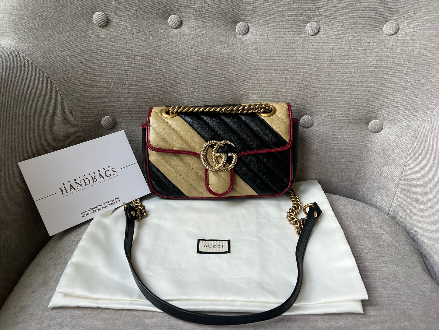 Gucci GG Tricolour Marmont Mini Shoulder Bag