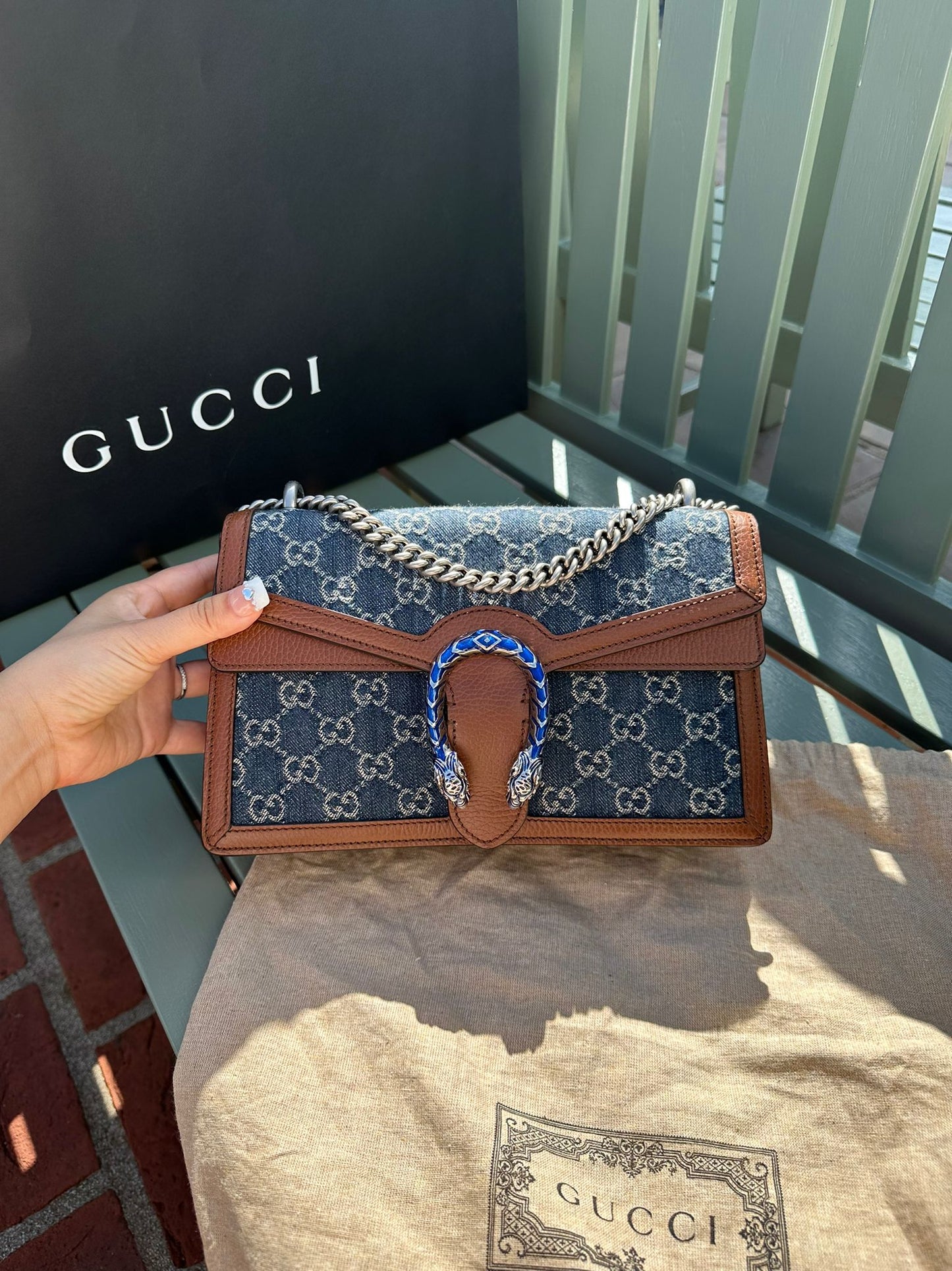 Preorder Gucci denim small Dionysus handbag