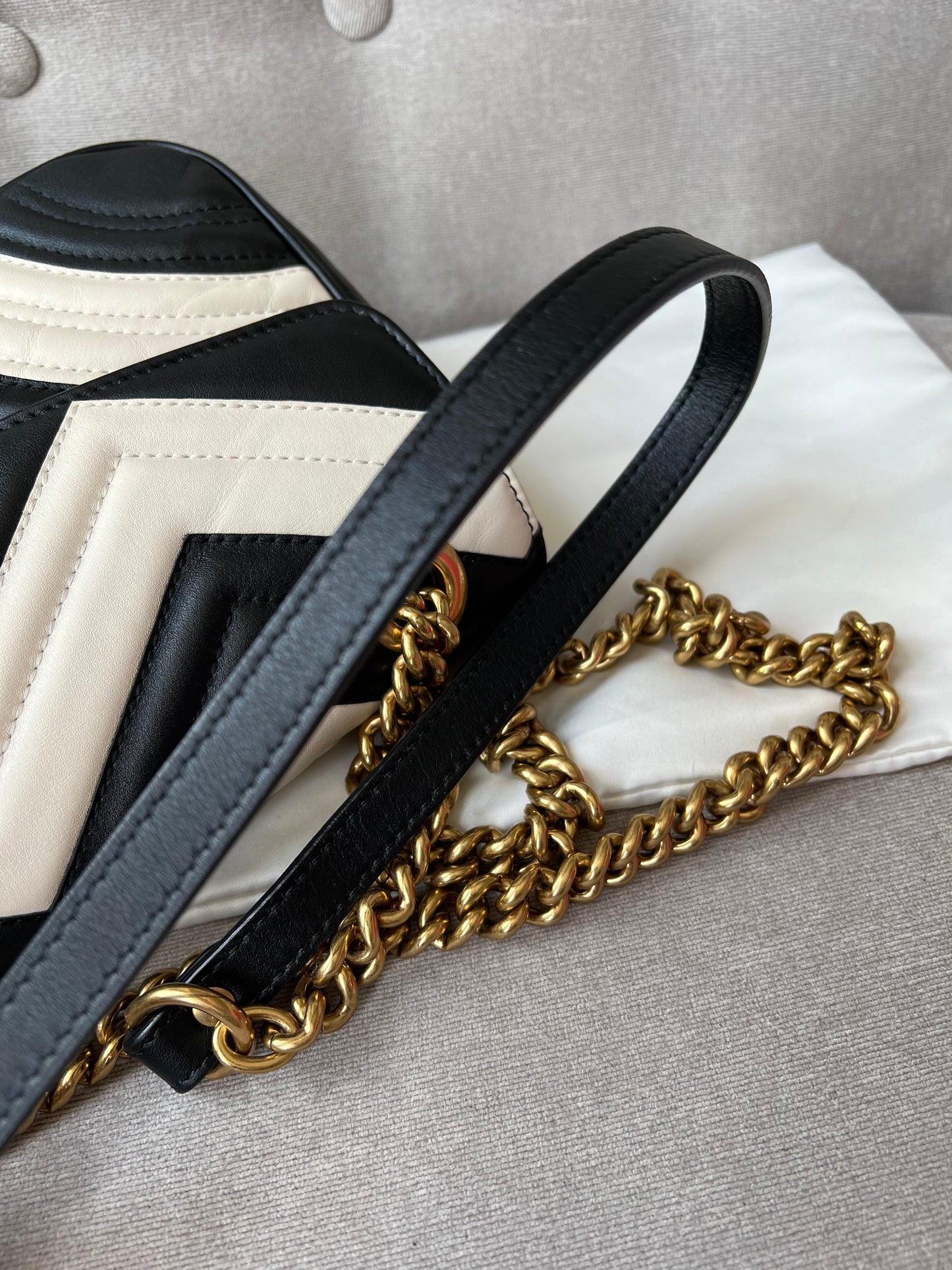 Gucci GG Black and White Marmont Small Shoulder Bag (RRP £1800)
