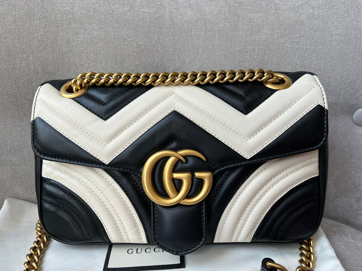 Gucci GG Black and White Marmont Small Shoulder Bag (RRP £1800)