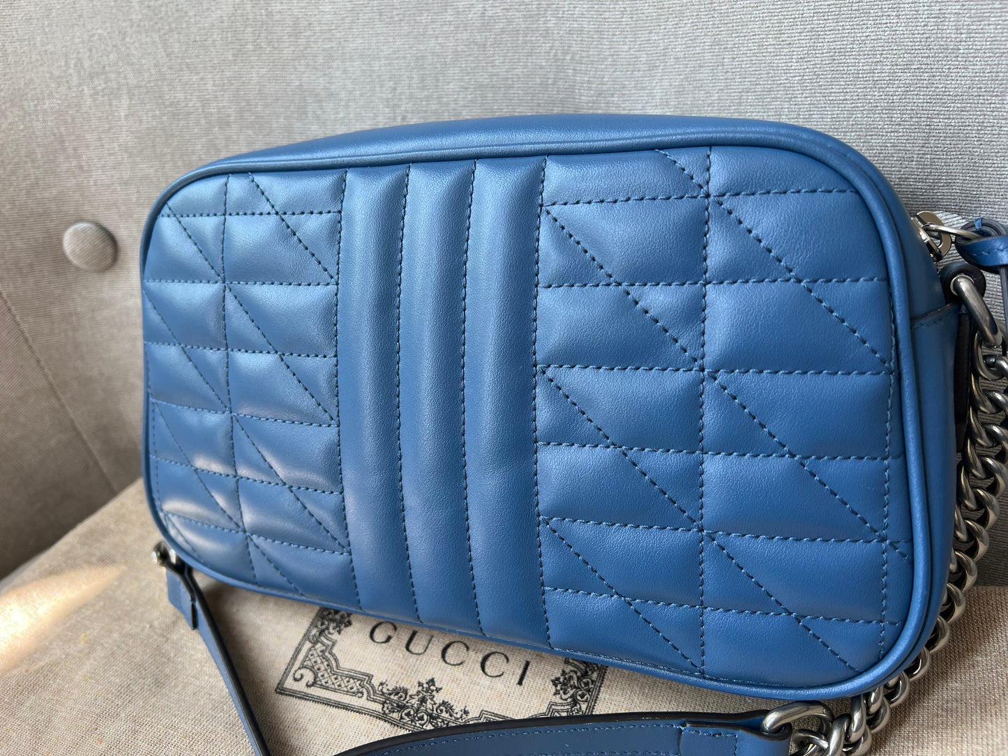 Gucci Aria GG Blue Marmont Small Shoulder Bag (RRP £1250)