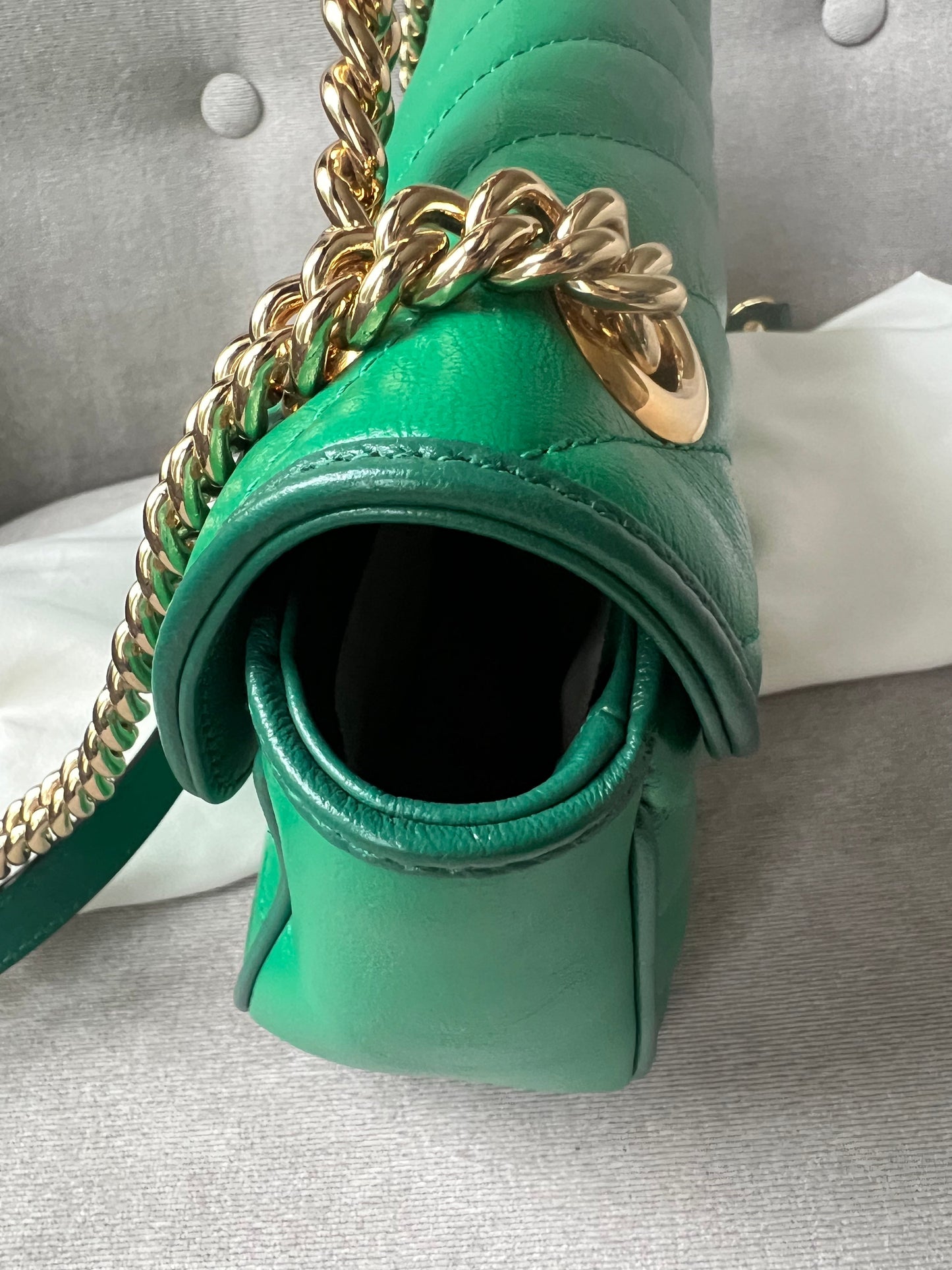 Gucci GG Green Torchon Marmont Small Shoulder Bag