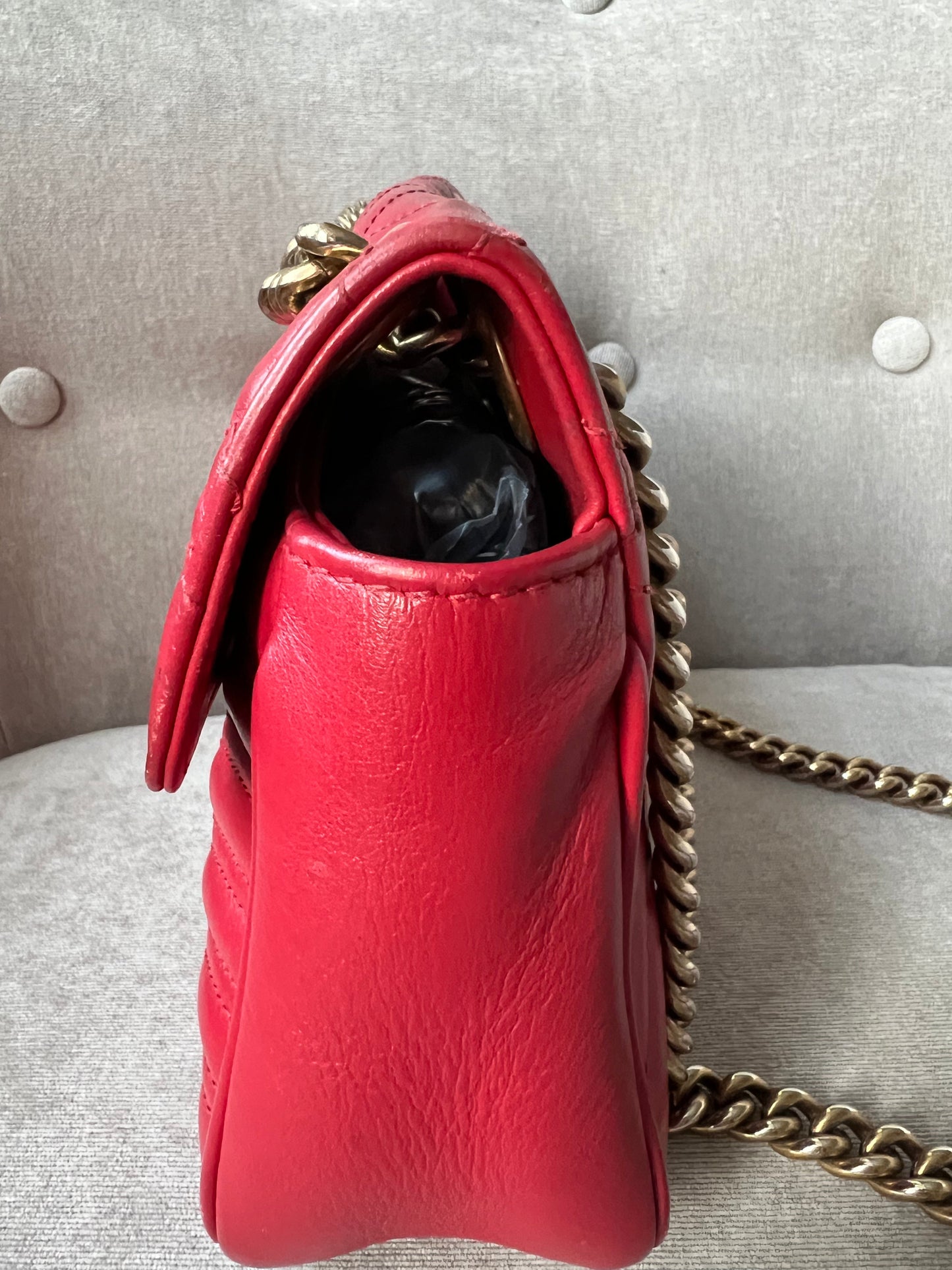 Gucci GG Hibiscus Red Marmont Small Shoulder Bag