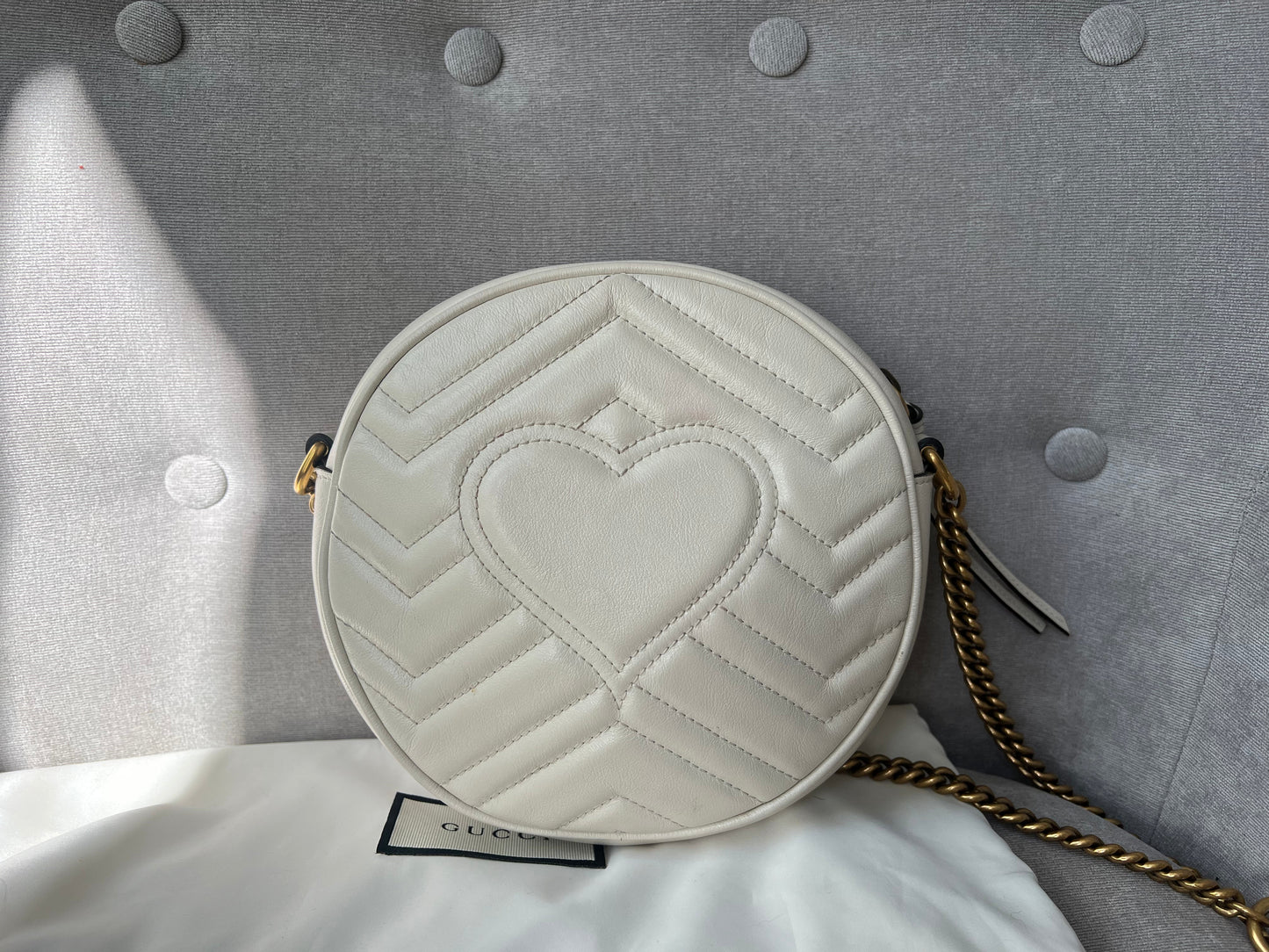 Gucci GG Round White Marmont Small Shoulder Bag