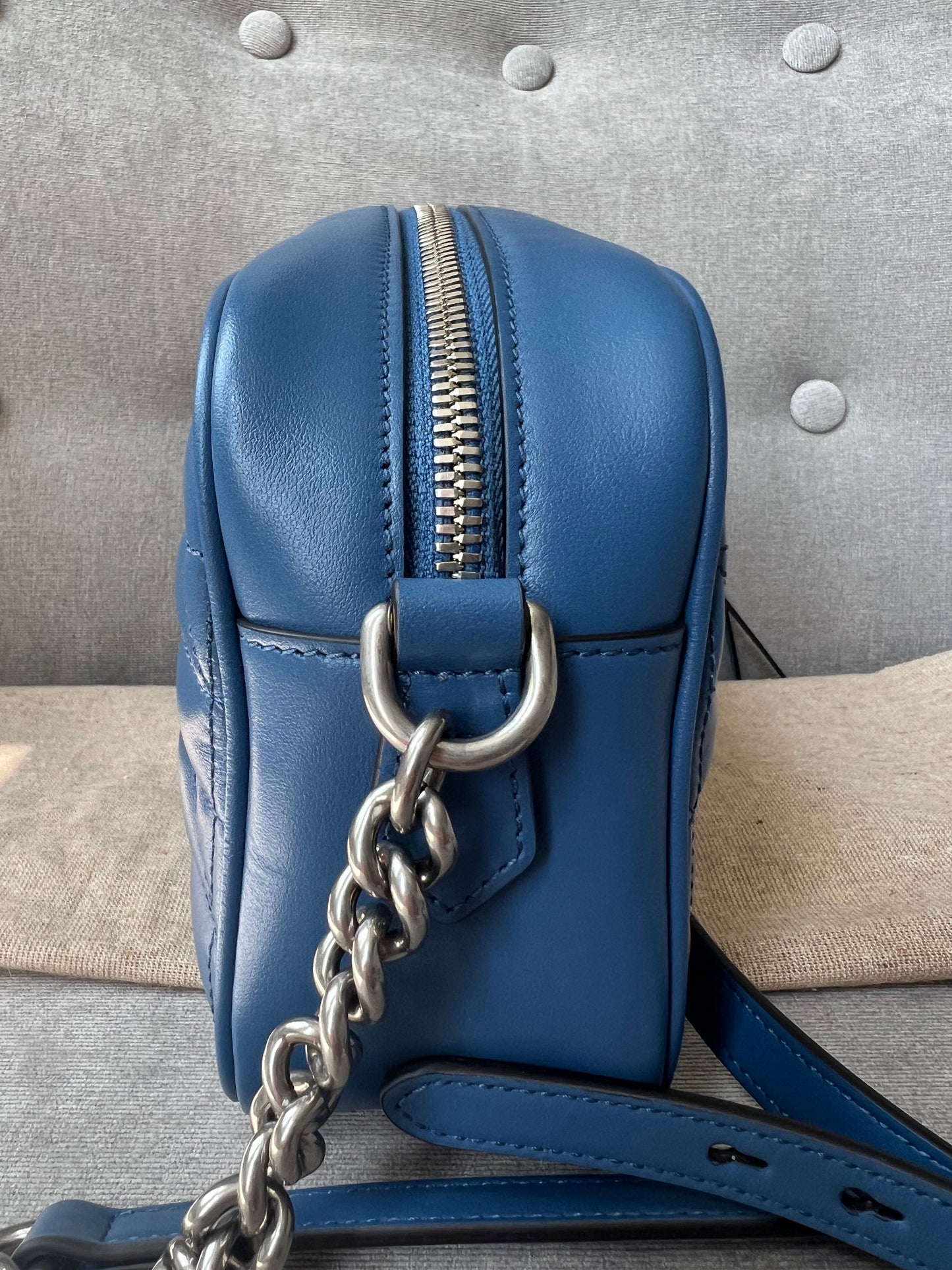 Gucci Aria GG Blue Marmont Small Shoulder Bag (RRP £1250)