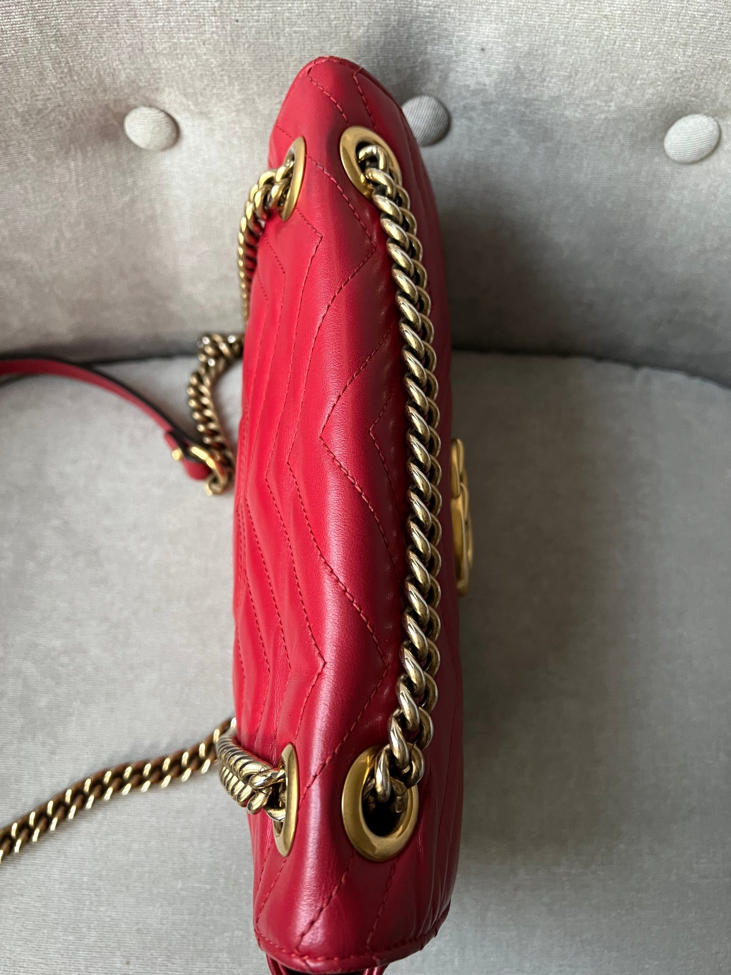 Gucci GG Hibiscus Red Marmont Small Shoulder Bag