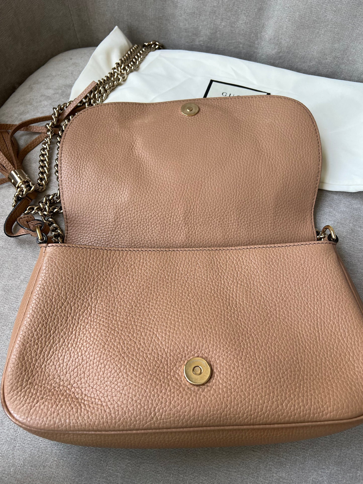 Gucci Rose Beige Soho Disco Crossbody Flap Bag (RRP £1050)