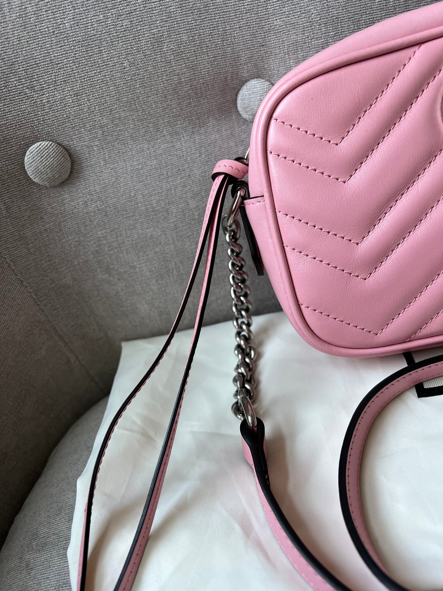 Gucci GG Pale Pink Marmont Mini Shoulder Bag (RRP £1,160)