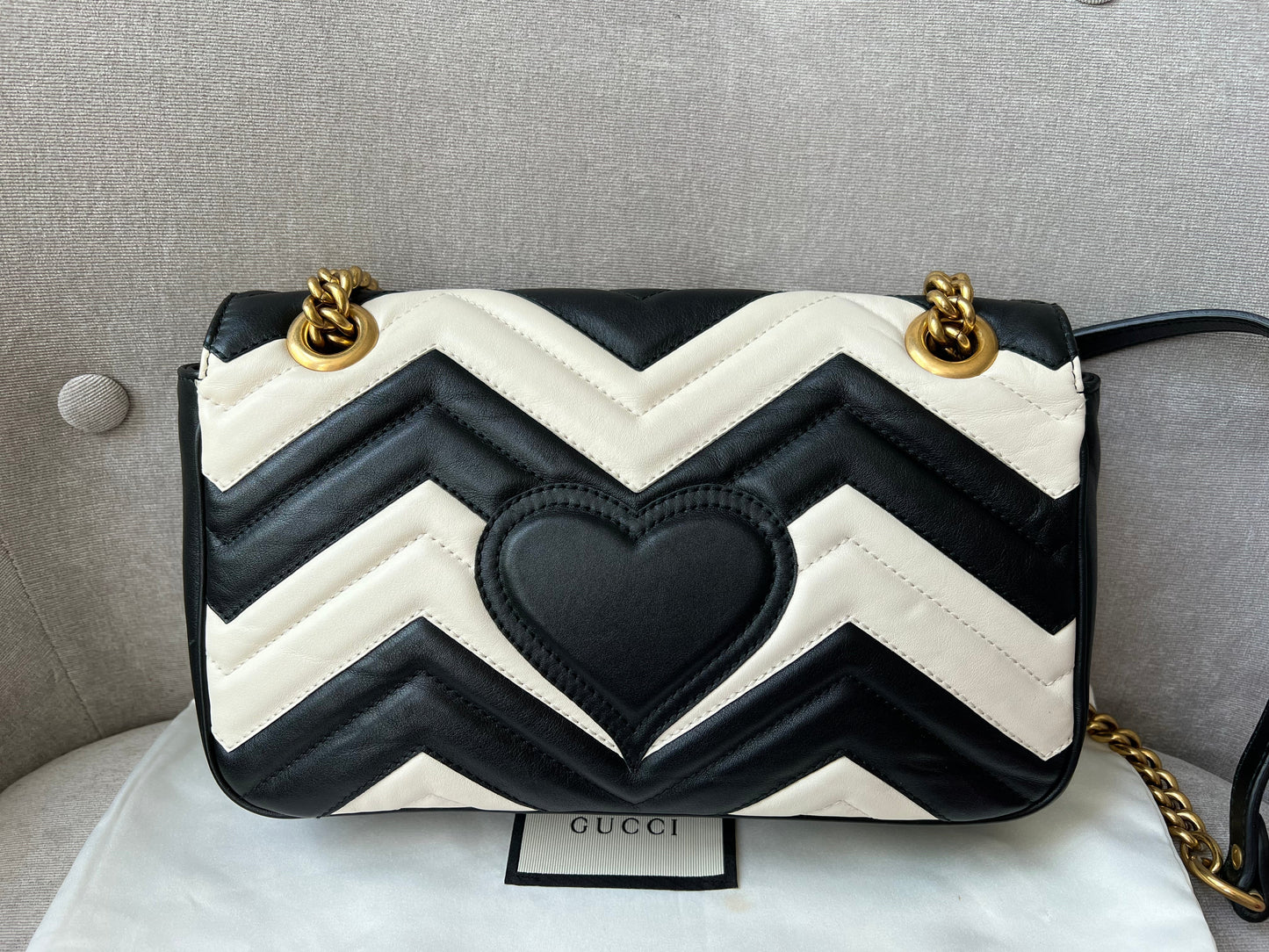 Gucci GG Black and White Marmont Small Shoulder Bag (RRP £1800)