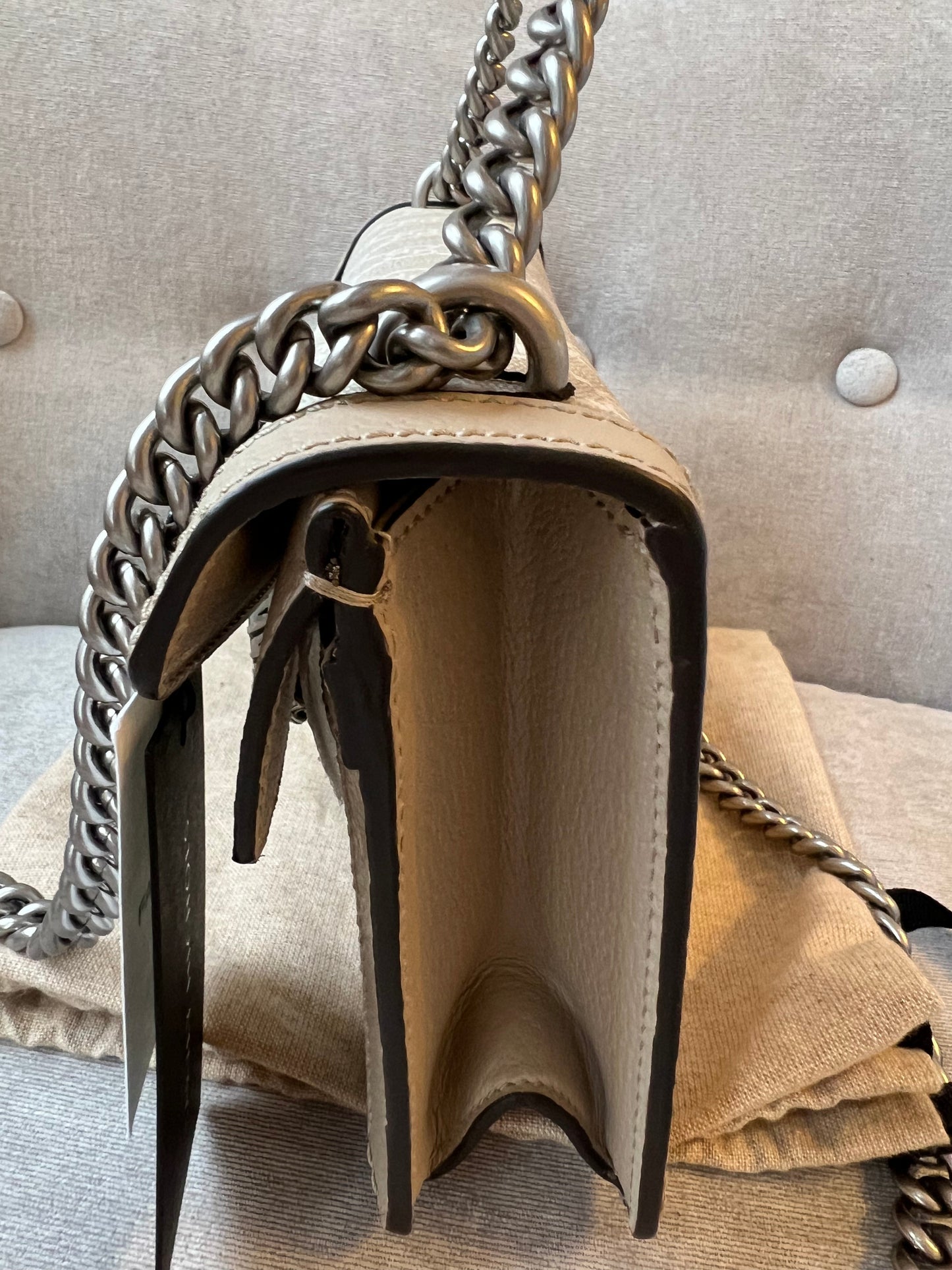 Gucci Dionysus GG Small Shoulder Bag in White and Beige Canvas (RRP £2,130)