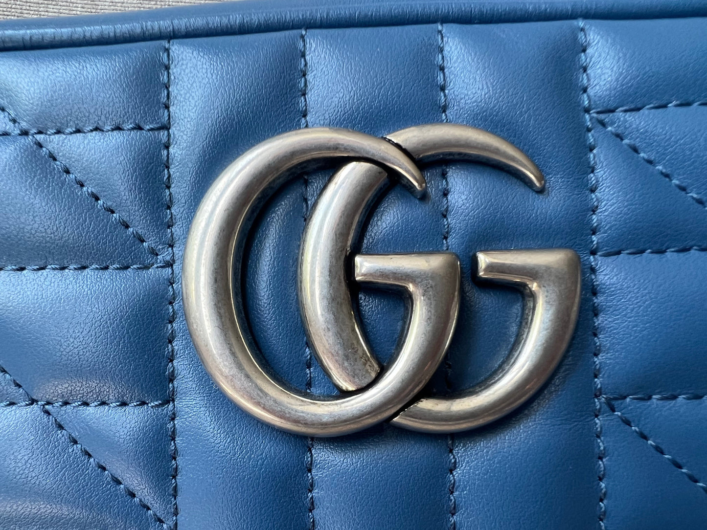 Gucci Aria GG Blue Marmont Small Shoulder Bag (RRP £1250)